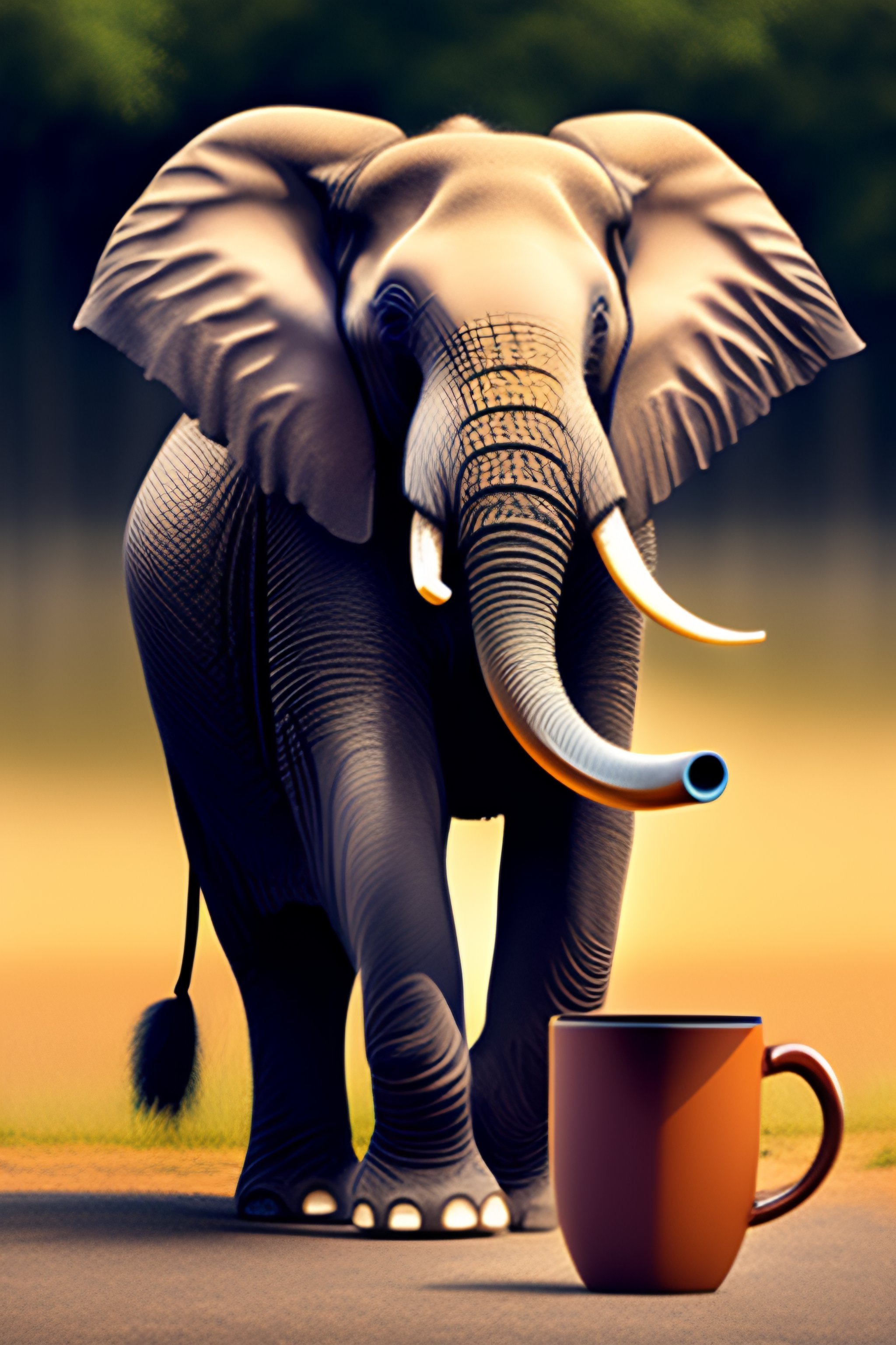 cute elephant drinking coffee/Best gift for elephant and coffee