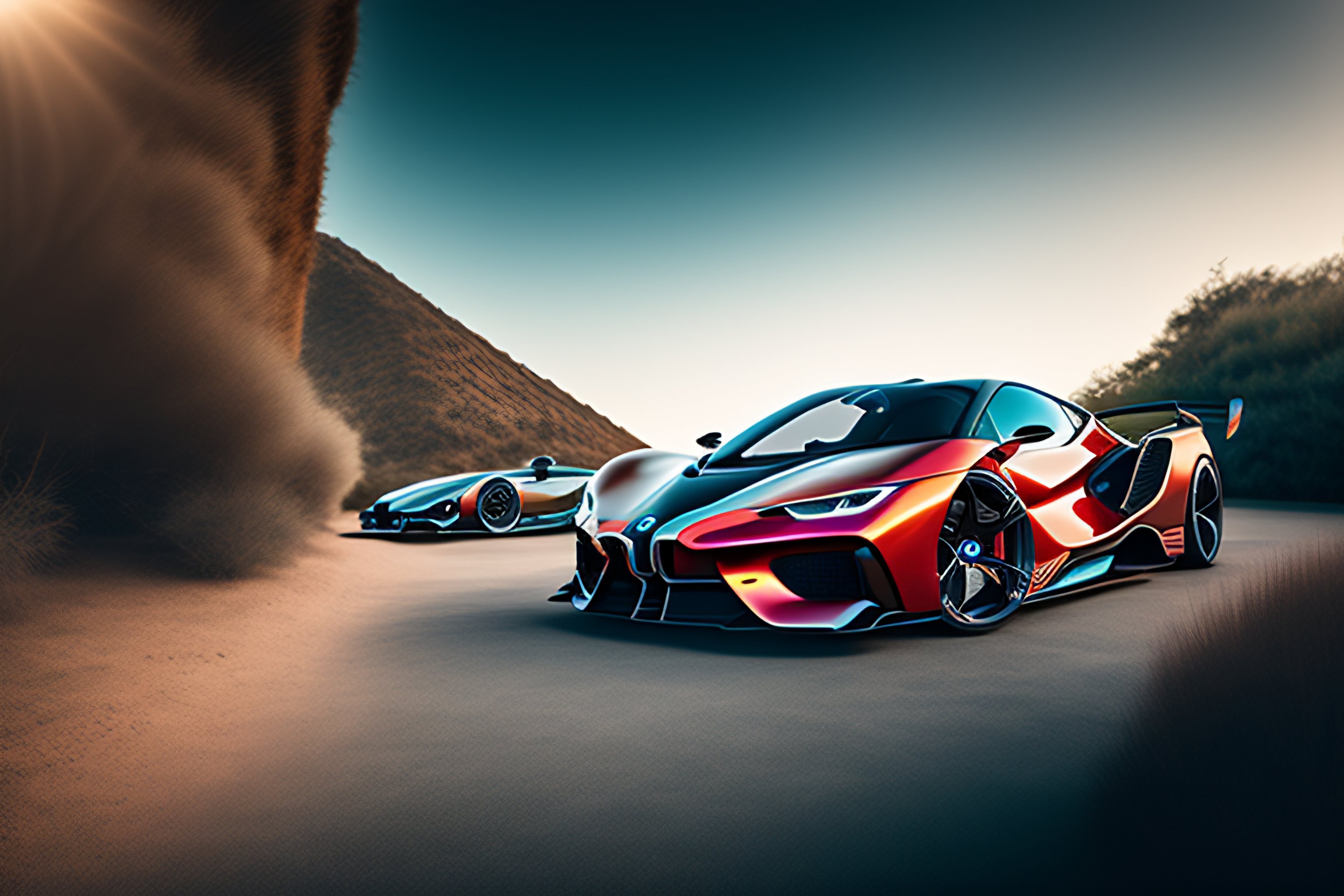 Lexica - Person taking picture of BMW hypercar