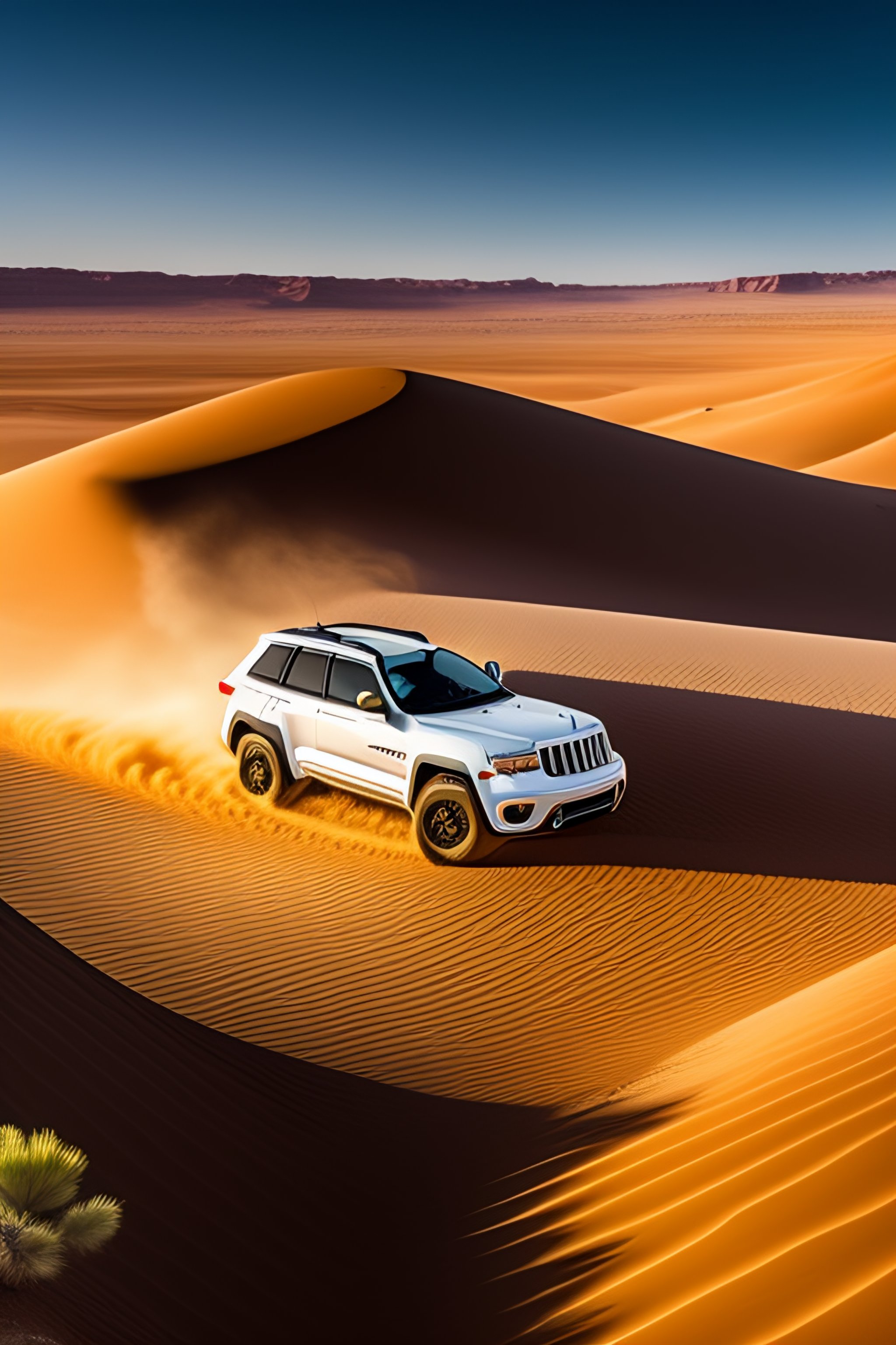 Lexica - White jeep grand cherokee (2006) in the dessert