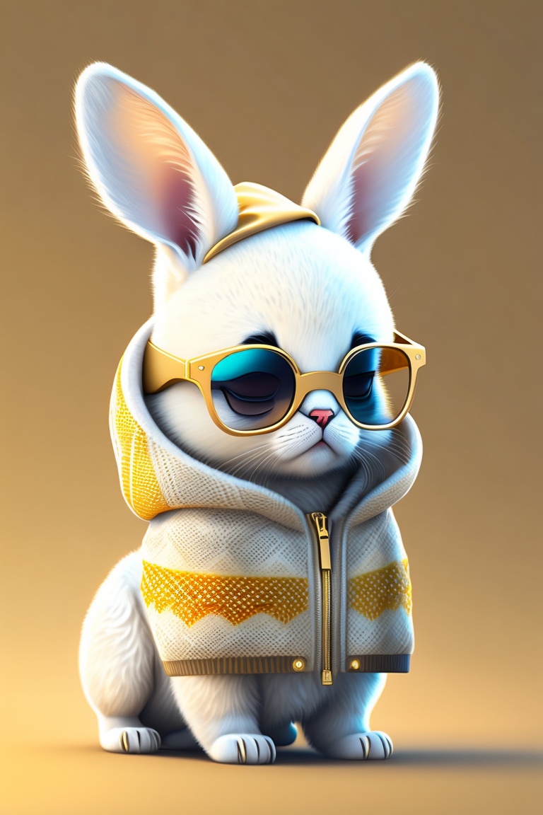 Lexica - Full-bodied portrait, Cute and adorable cartoon white rabbit ...