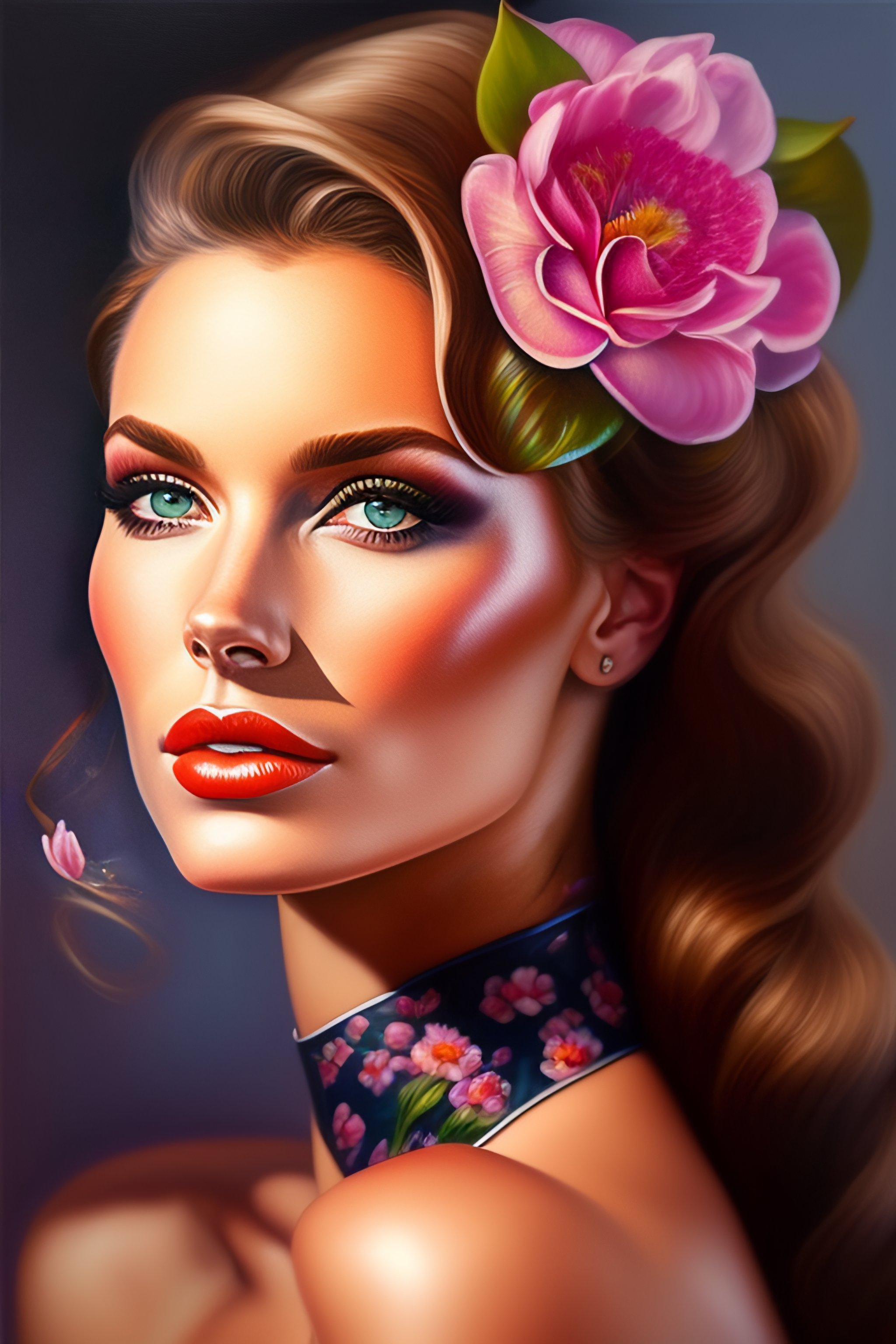 Lexica Portrait Of Beautiful Women Very Realistic Oil Painting Airbrush Pinup With