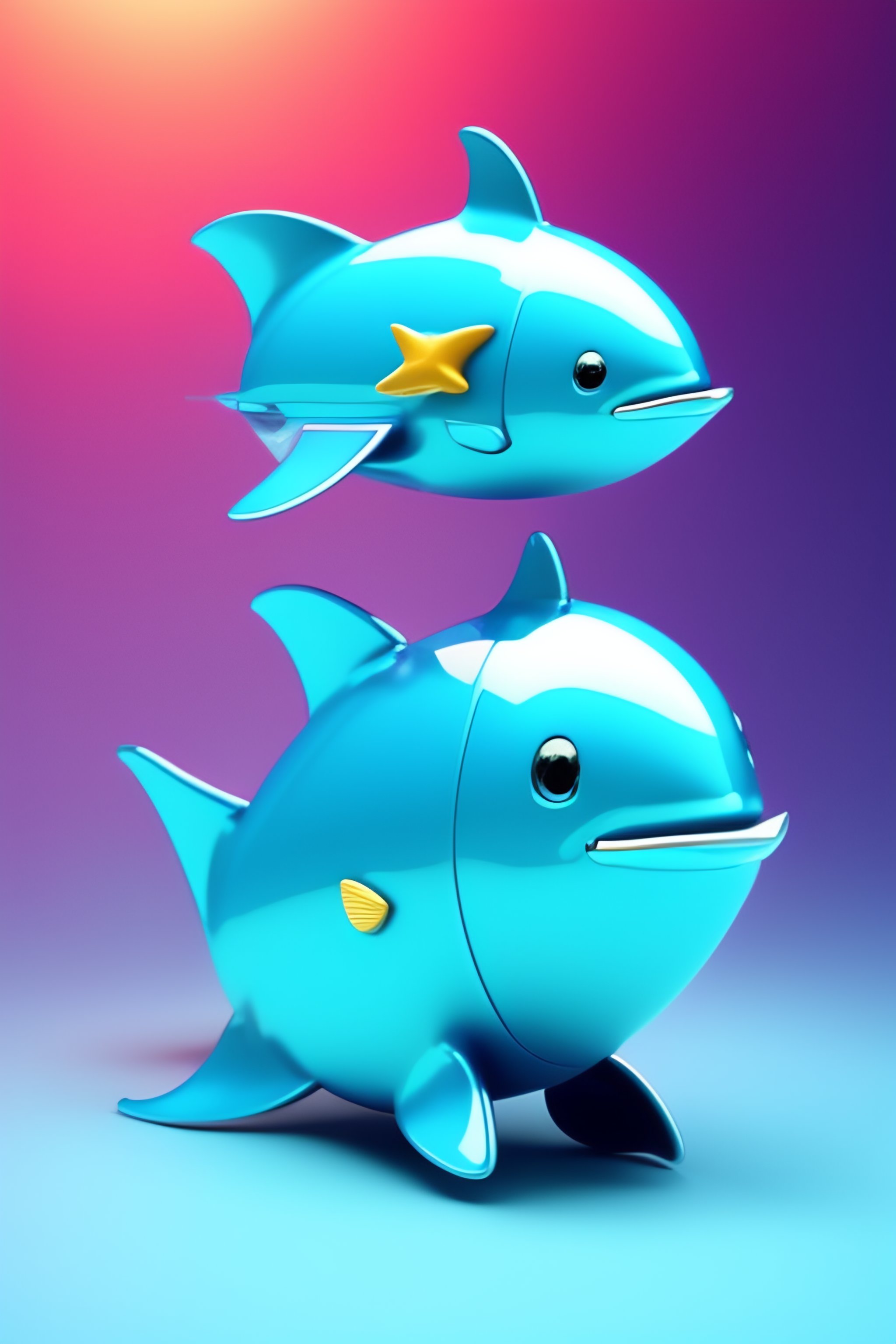 Lexica Soft blue dolphin robot working on a smartphone