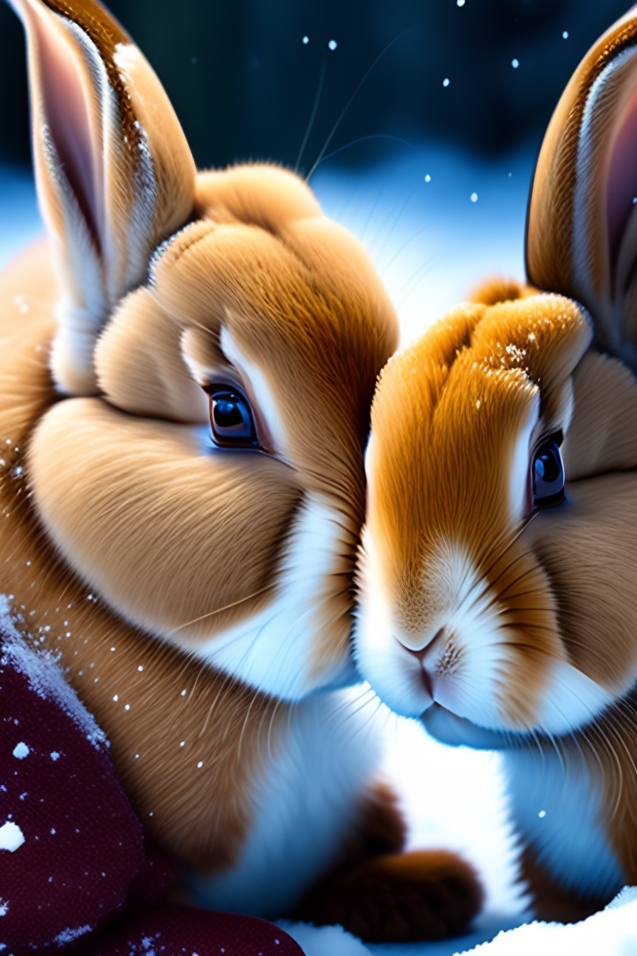 Lexica - Bunnies kissing in the snow