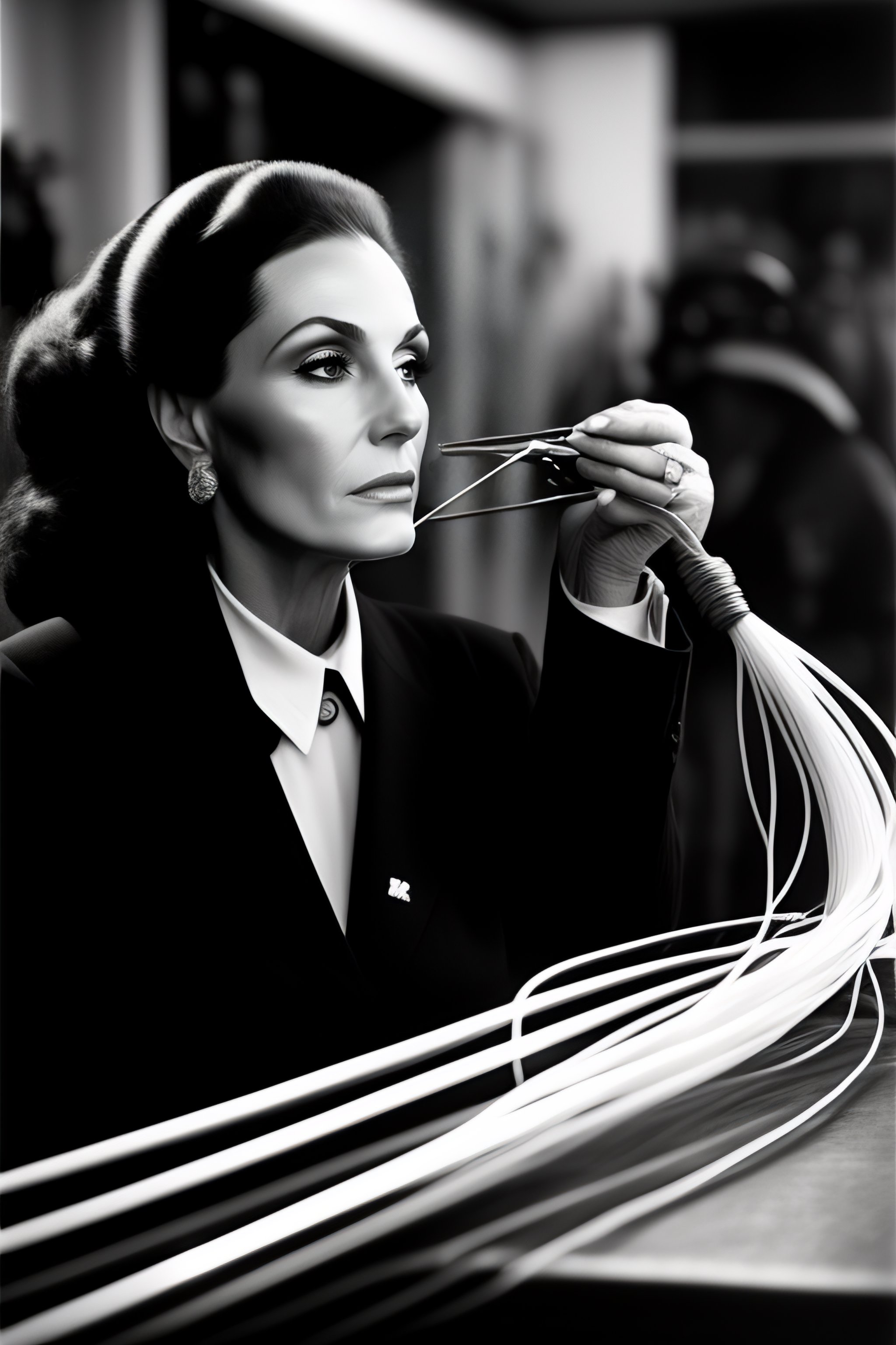 Lexica - William Klein studio photography , woman while tying, complex ...