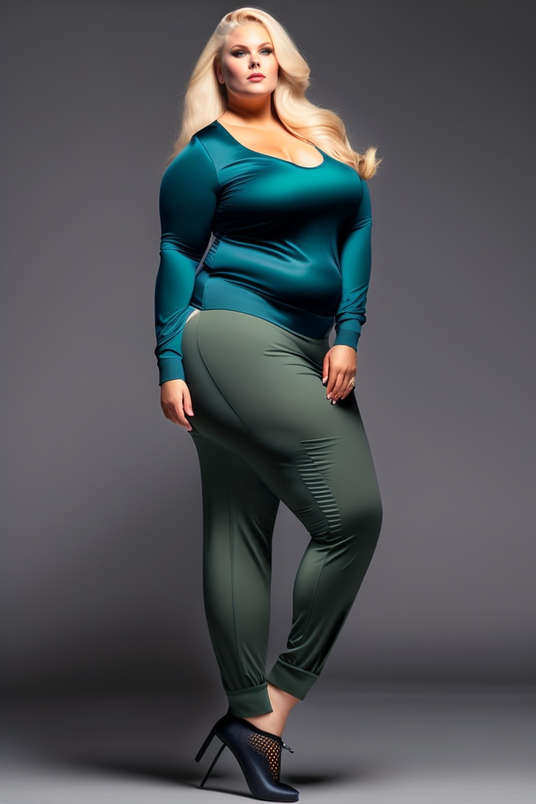 Lexica - Swedish plus size model with huge hips, blonde hair, big