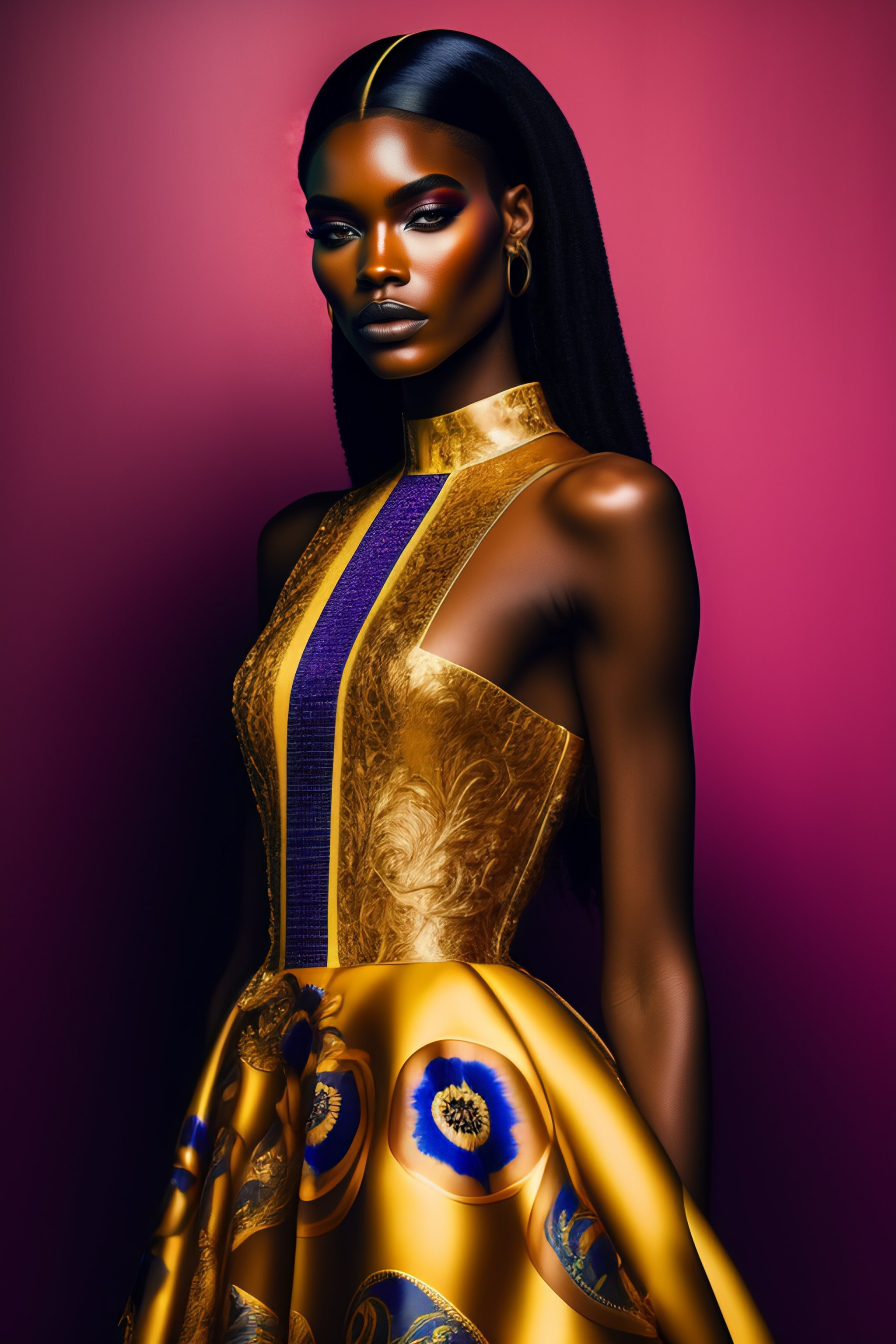 Lexica - Portrait of a model wearing a Versace dress