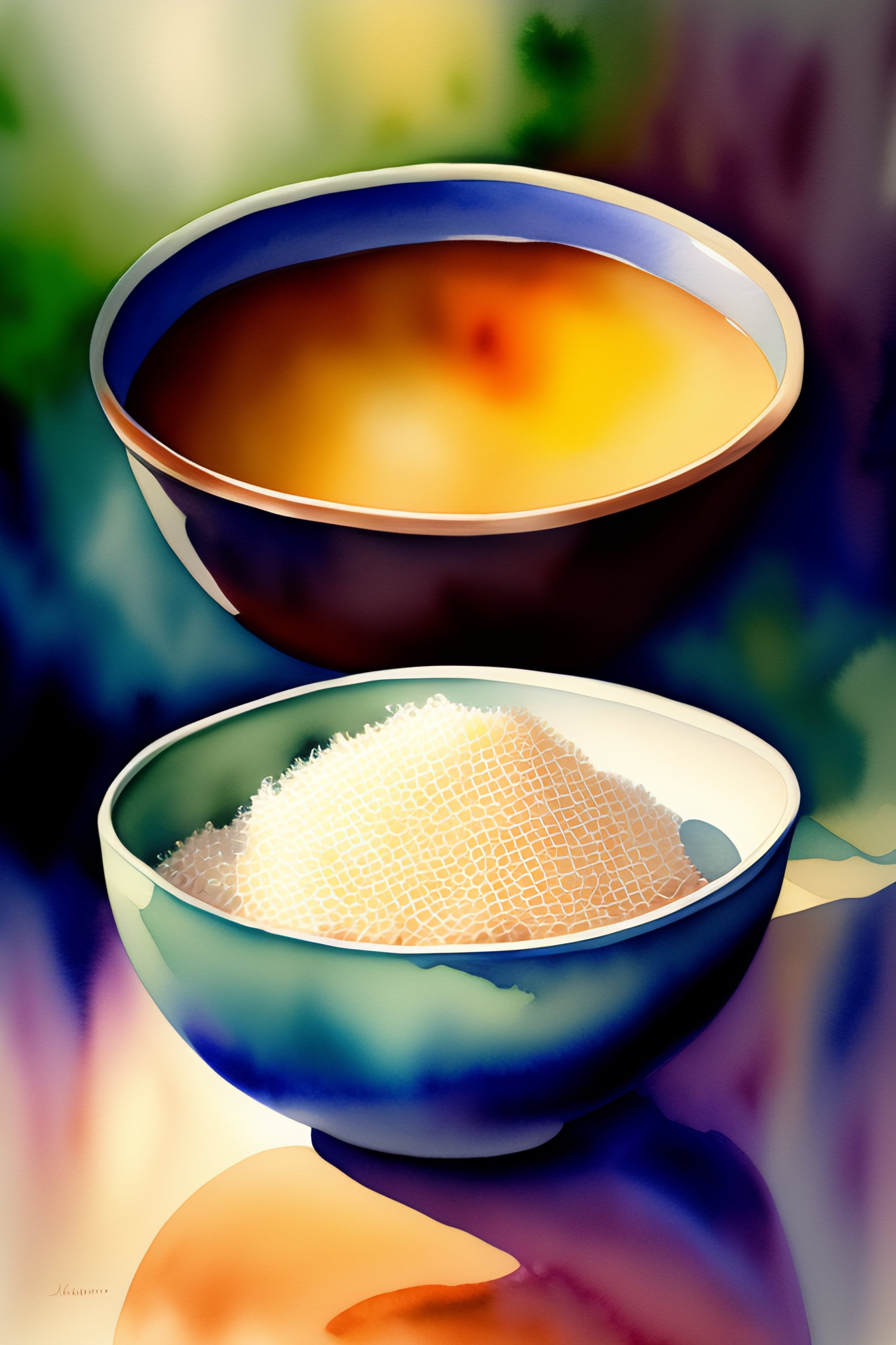 Lexica - A watercolor painting of a bowl of rice
