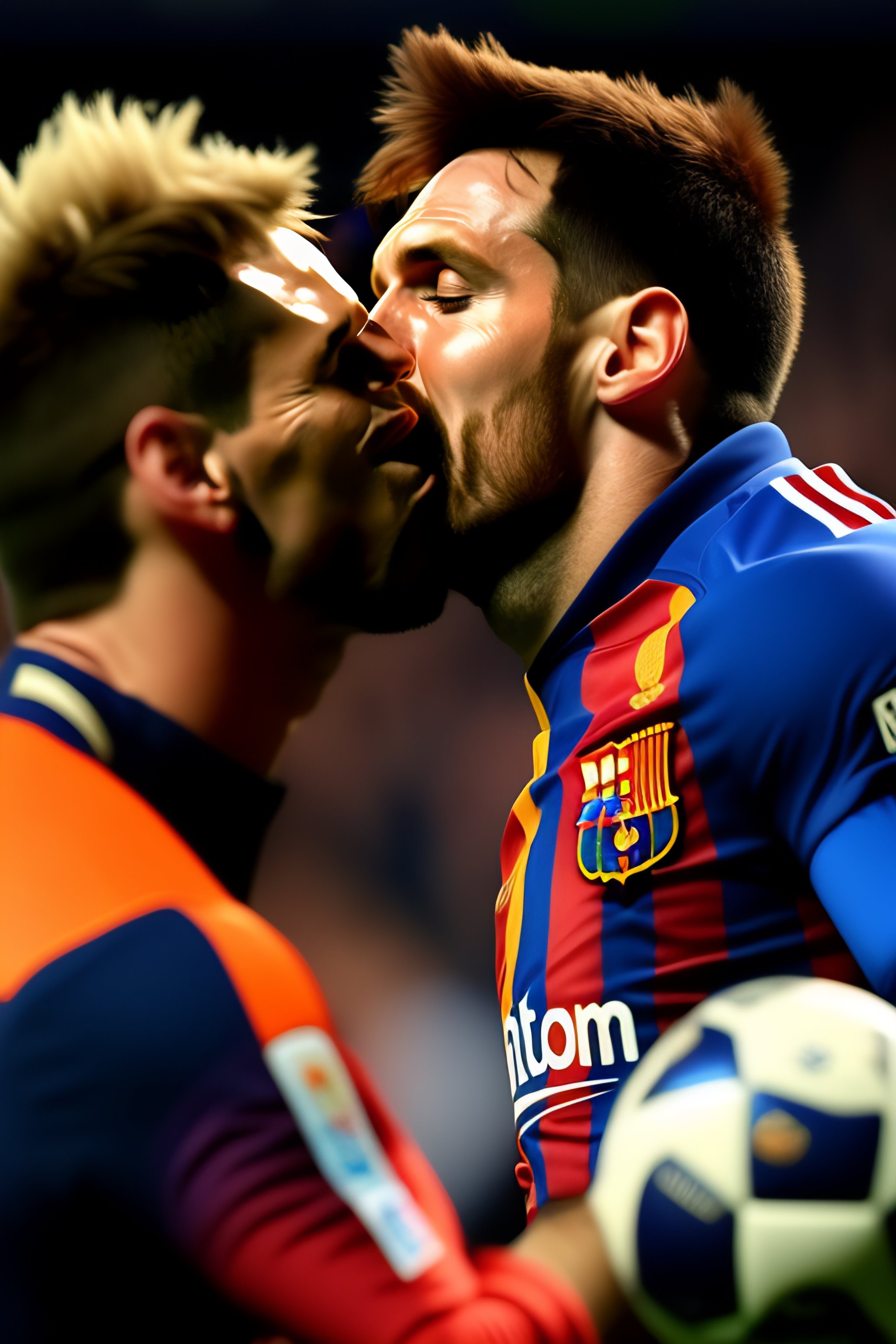 Lexica - Messi kissing a man