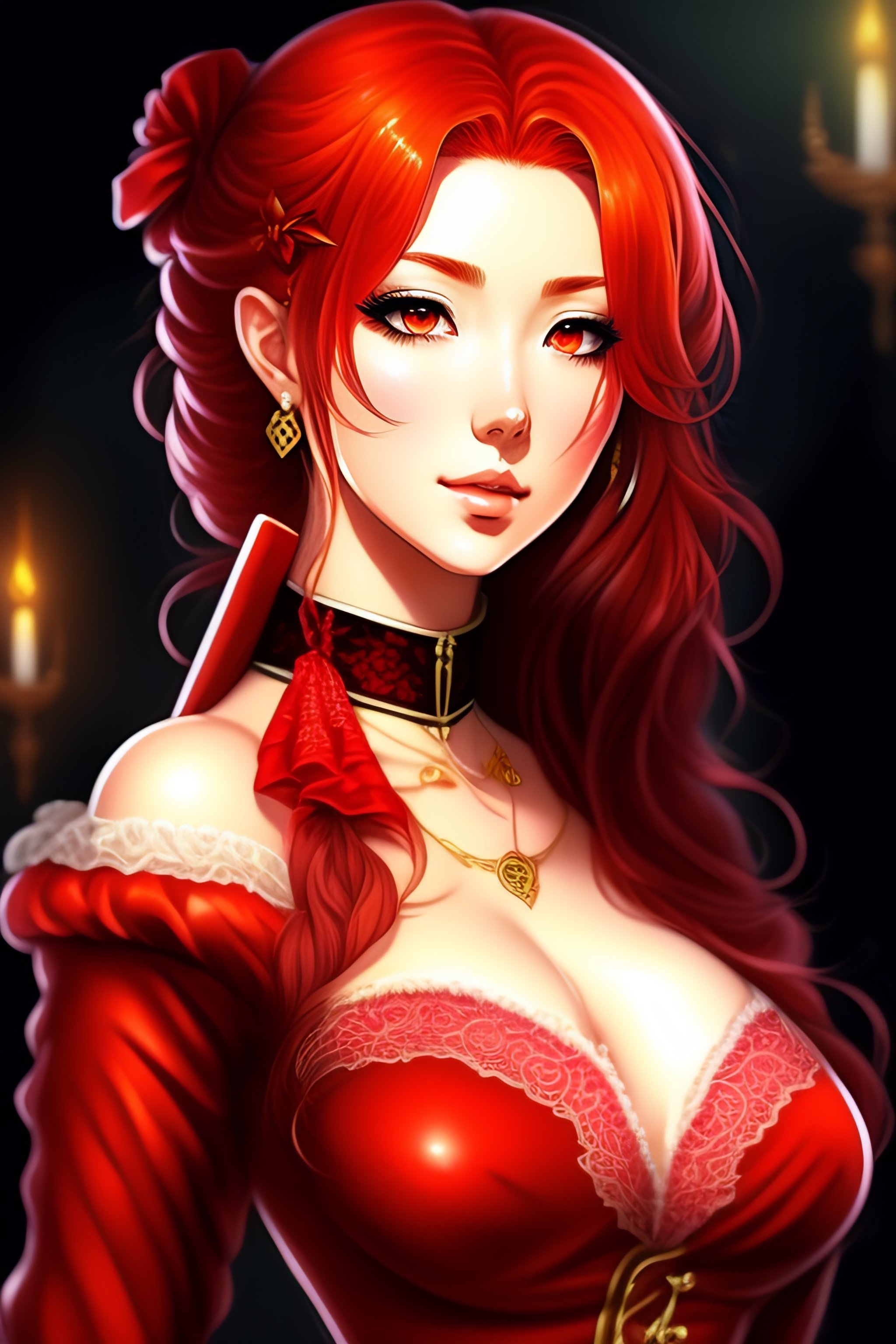 Lexica - Anime drawing of sexy victorian girl with red hair