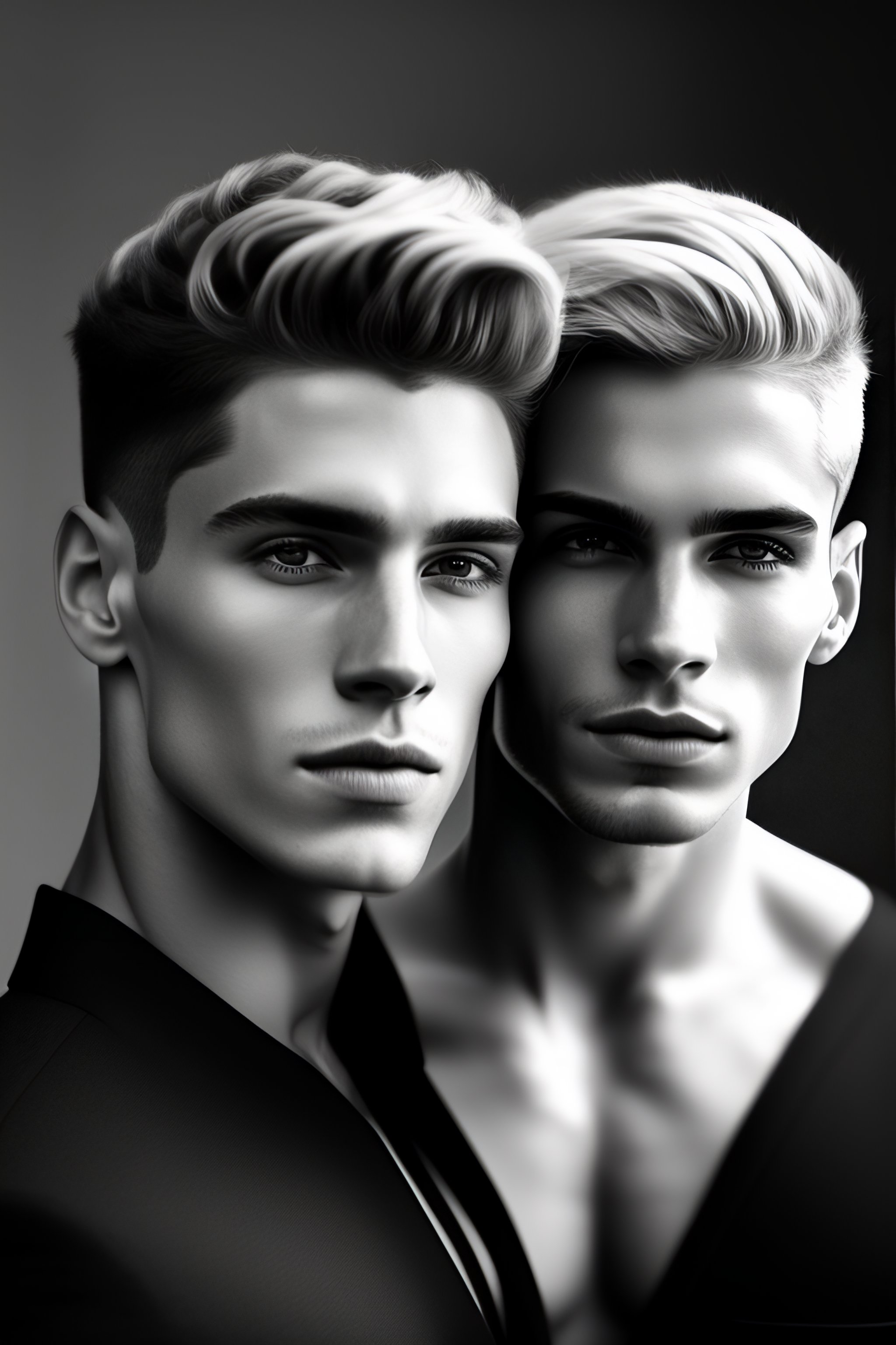 Lexica Two Handsome gay young men, no facial hair, no body hair