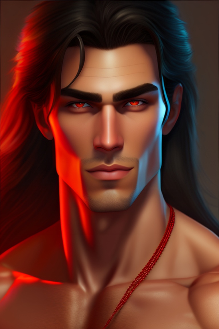 Lexica - A handsome guy with sharp facial features, long black hair and ...