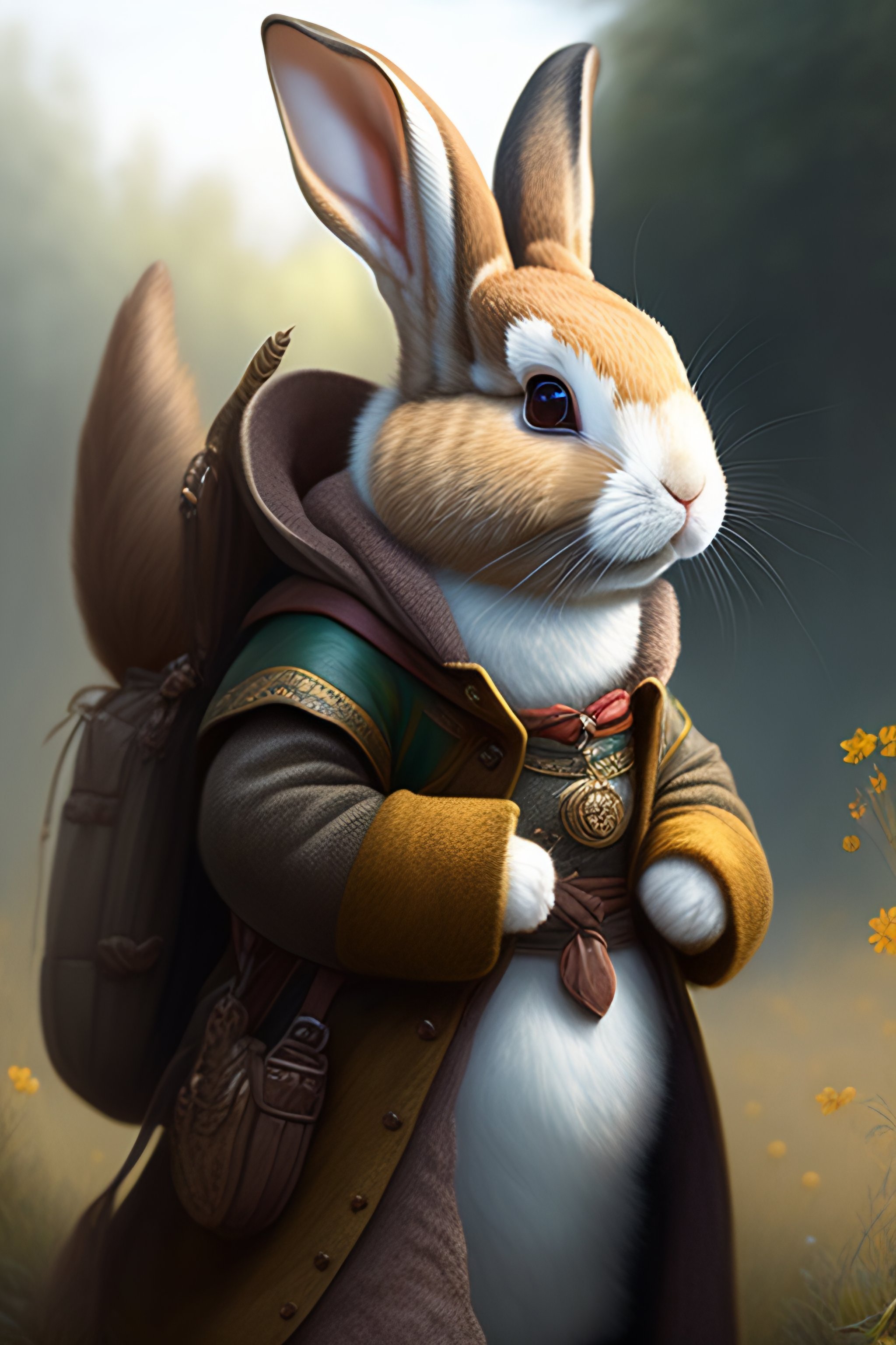 Lexica - Anthropomorphic illustration of a cute rabbit as an adventurer ...