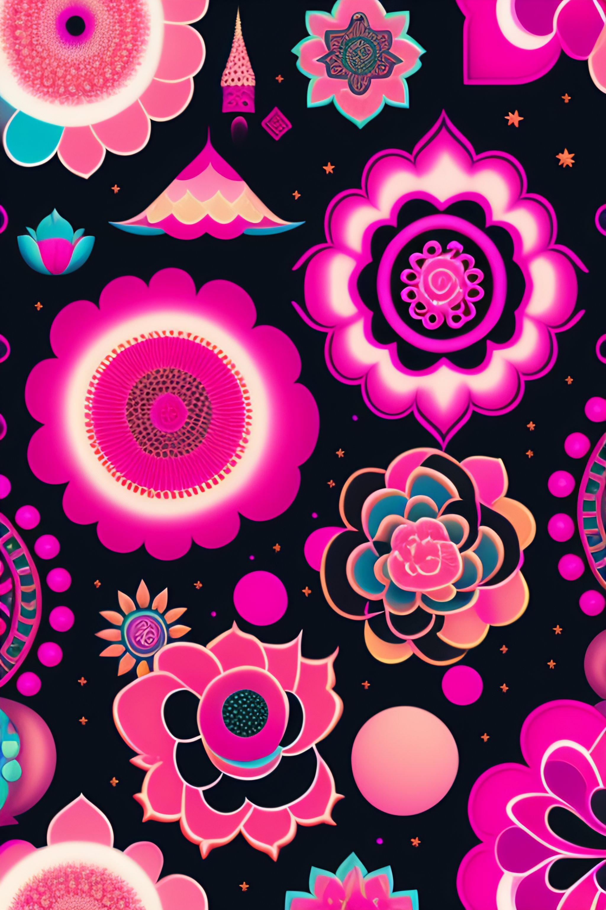 Lexica - Pink pattern with surreal motifs