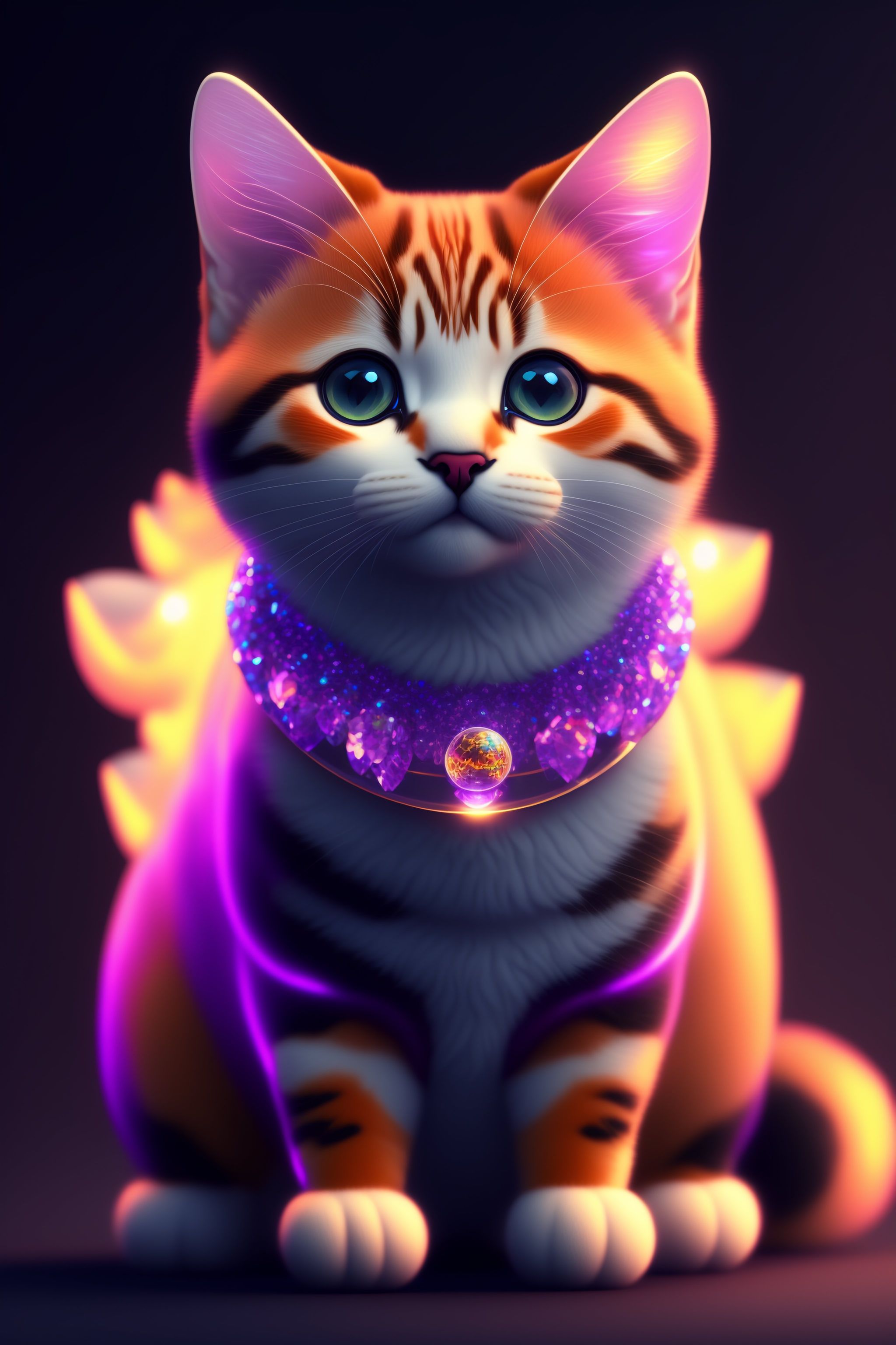 Lexica - A cute angry adorable baby cat made of crystal ball with low poly  eye's surrounded by glowing aura highly detailed intricated concept art  tr