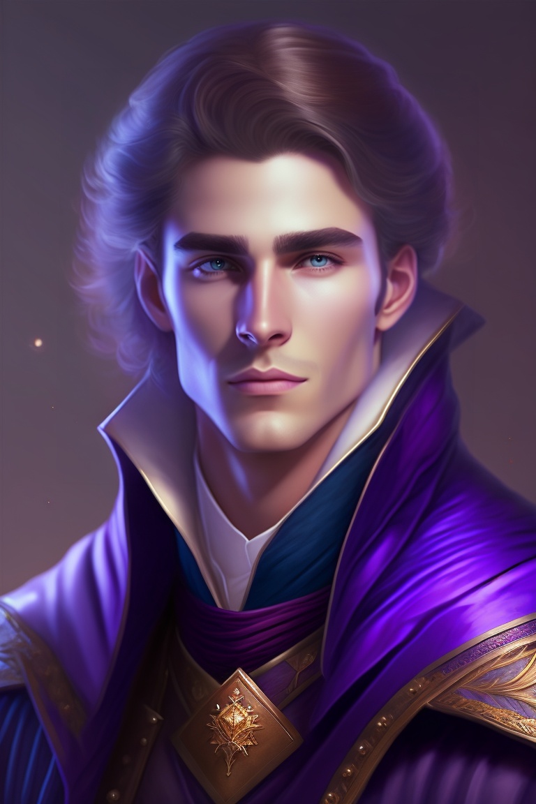 Lexica - Male, wizard, purple cloak, fantasy art, portrait