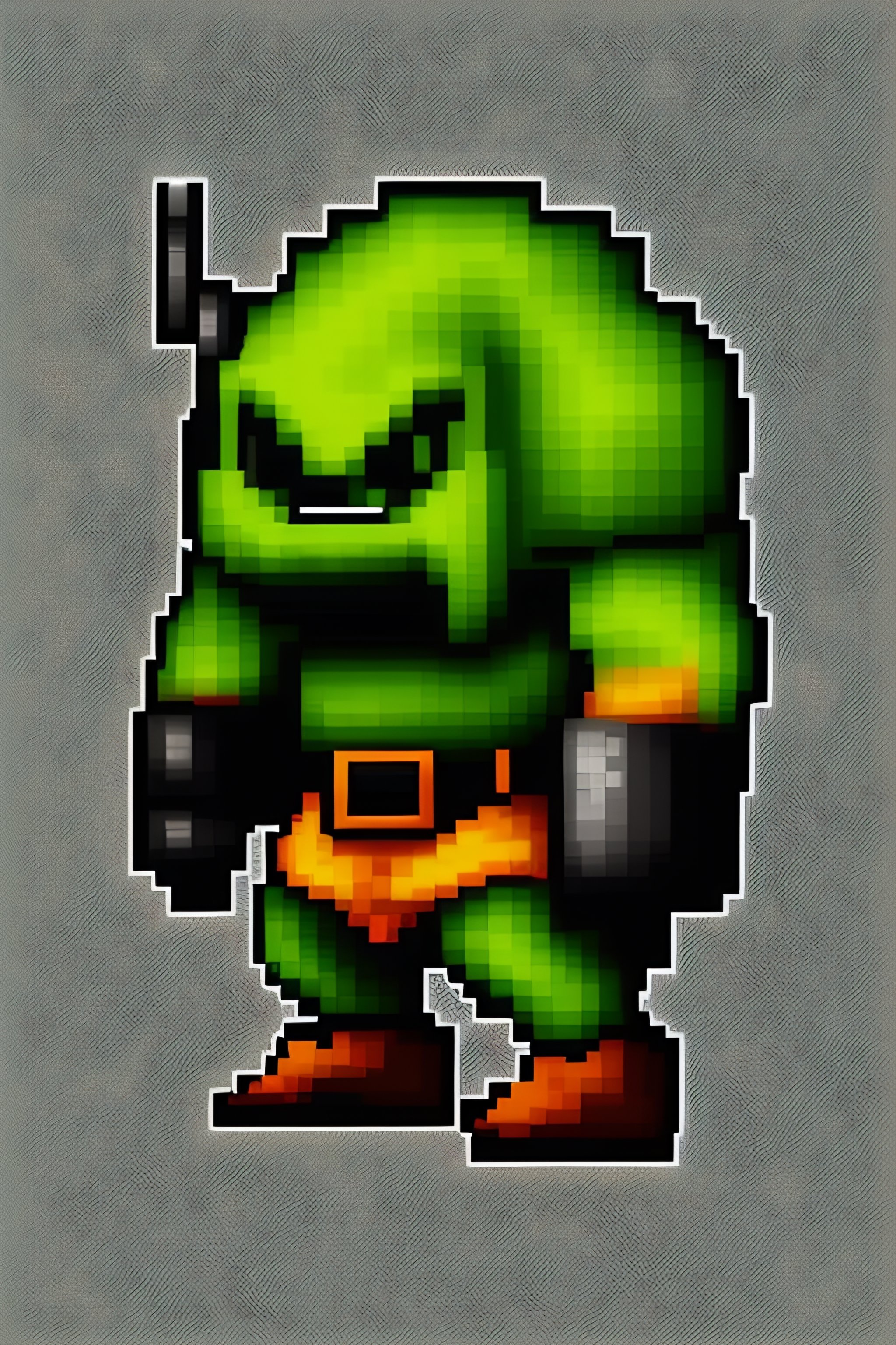 Lexica Pixel art, ogre with mace, one eye,gray green skin, character sheet