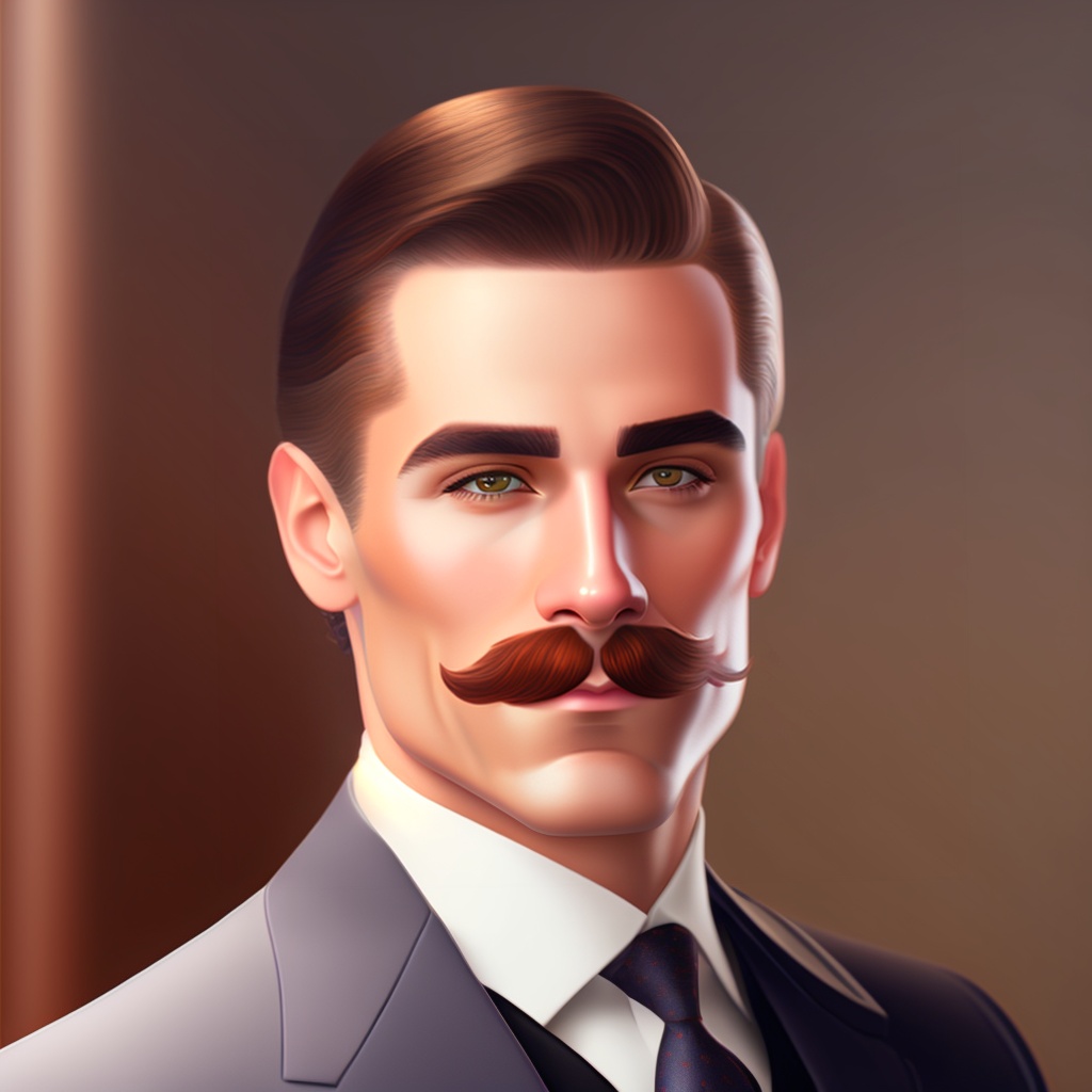 Lexica - A mustached man in formal attire wearing a suit, tie, and ...