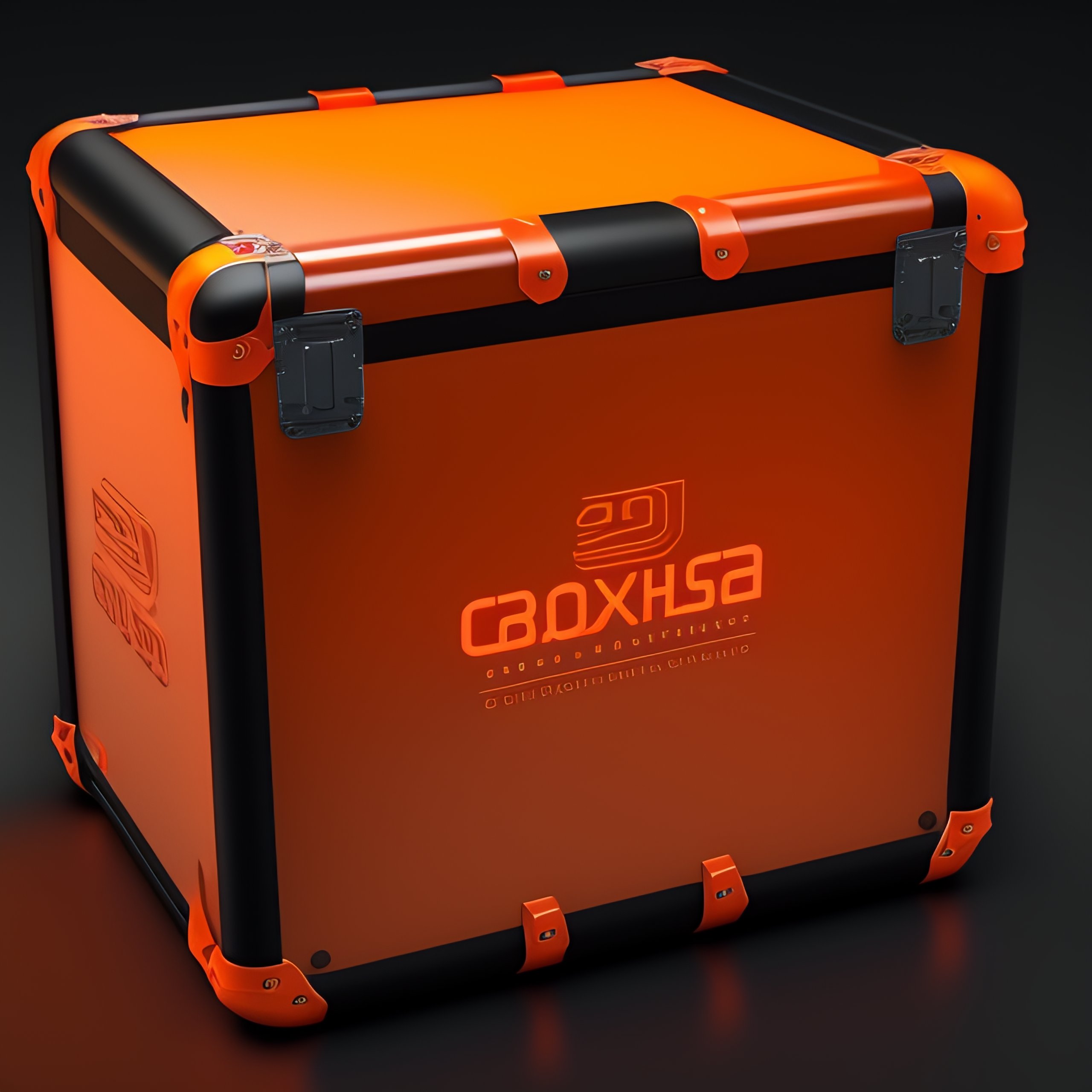 Lexica - CS-GO box case skin collection, hollographic orange details color, Knolling  layout, Highly detailed, Depth, Lumen render, 8k