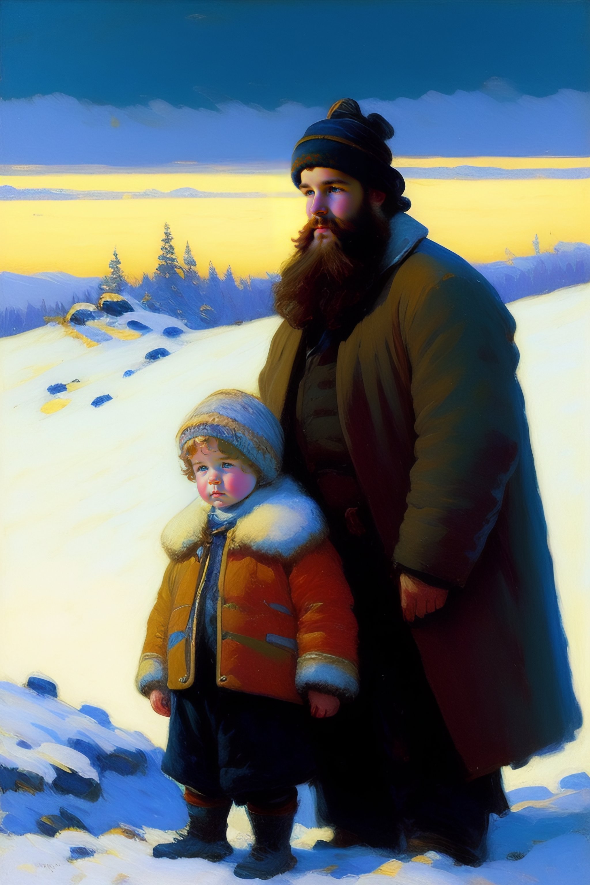 Lexica - Bearded man with his son on a snowy mountain by Edward Henry ...