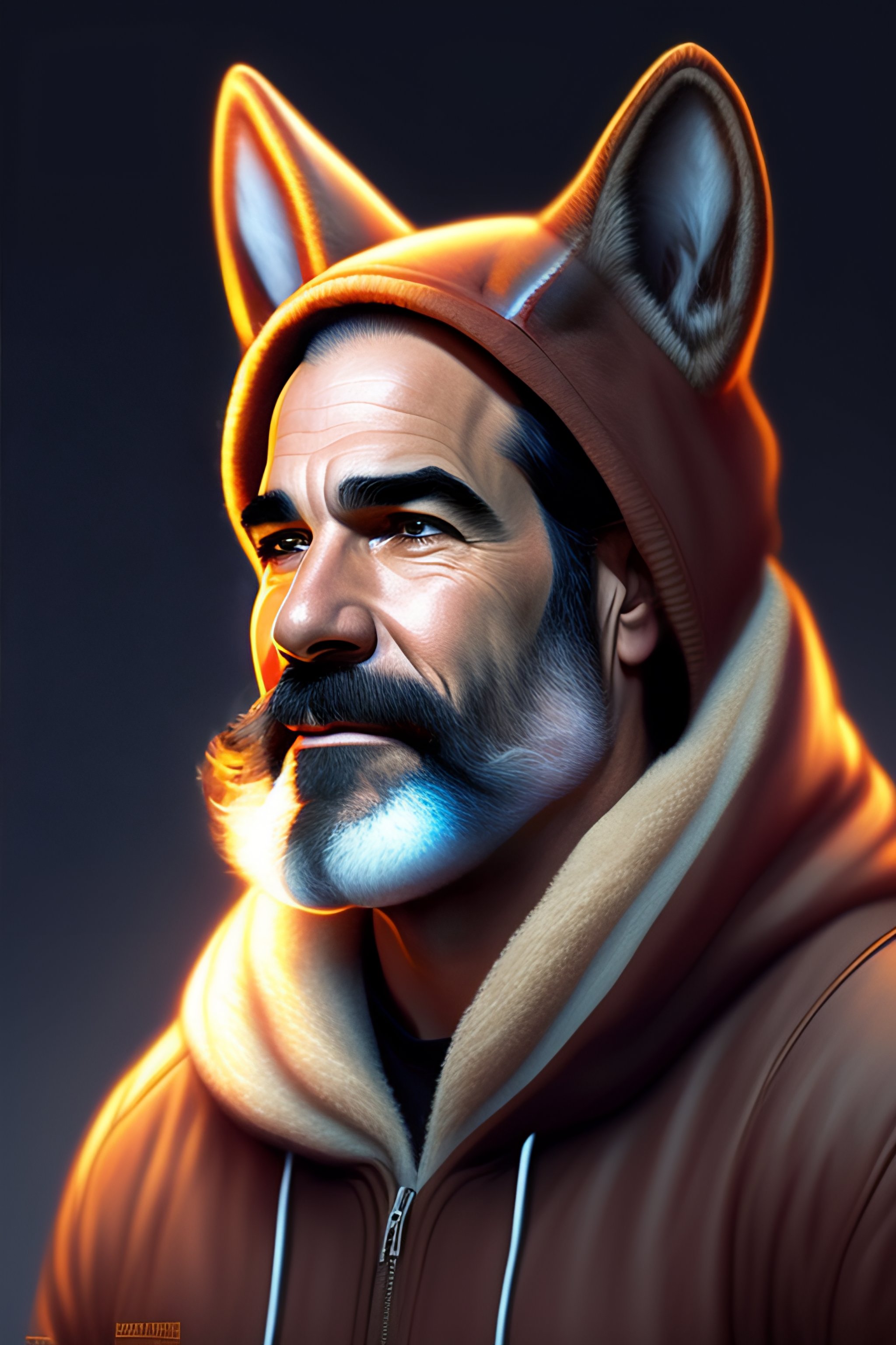 Lexica Actor Mandy Patinkin With Wolf Ears Wearing A Hoodie With Wolf ...