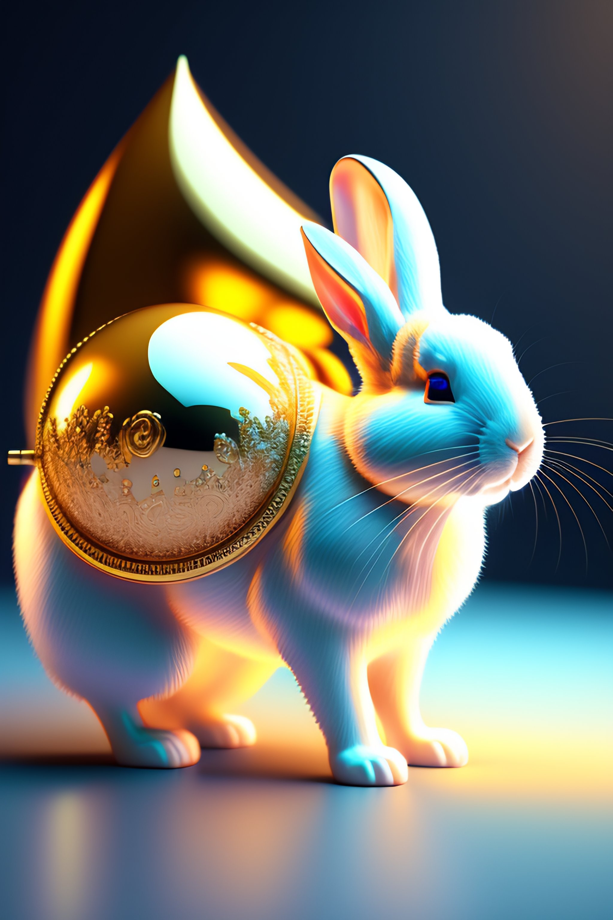 Lexica - A white crystal rabbit warrior with intricate ornament ...