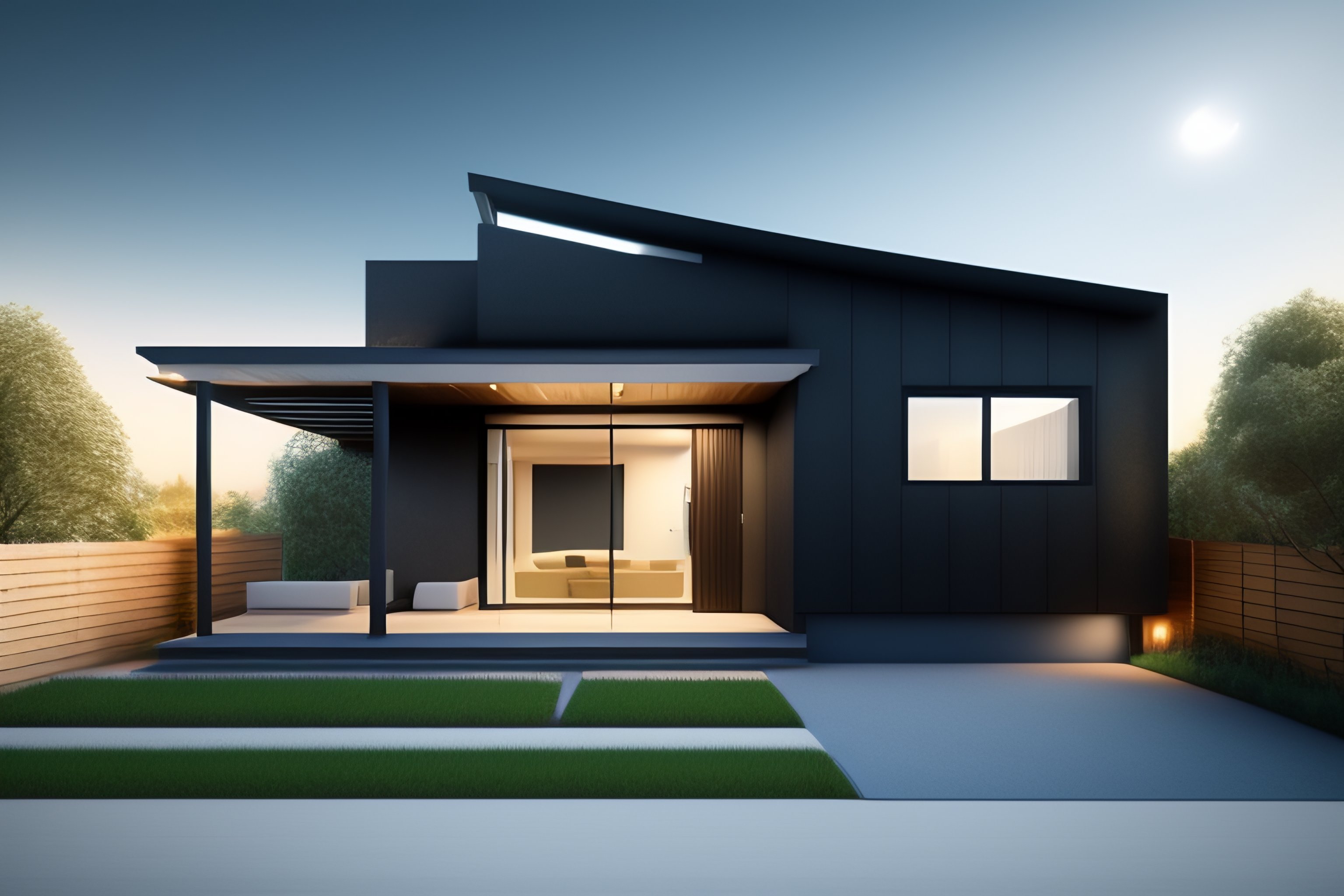 Lexica - Architectural render photo of a Modern and little house cat
