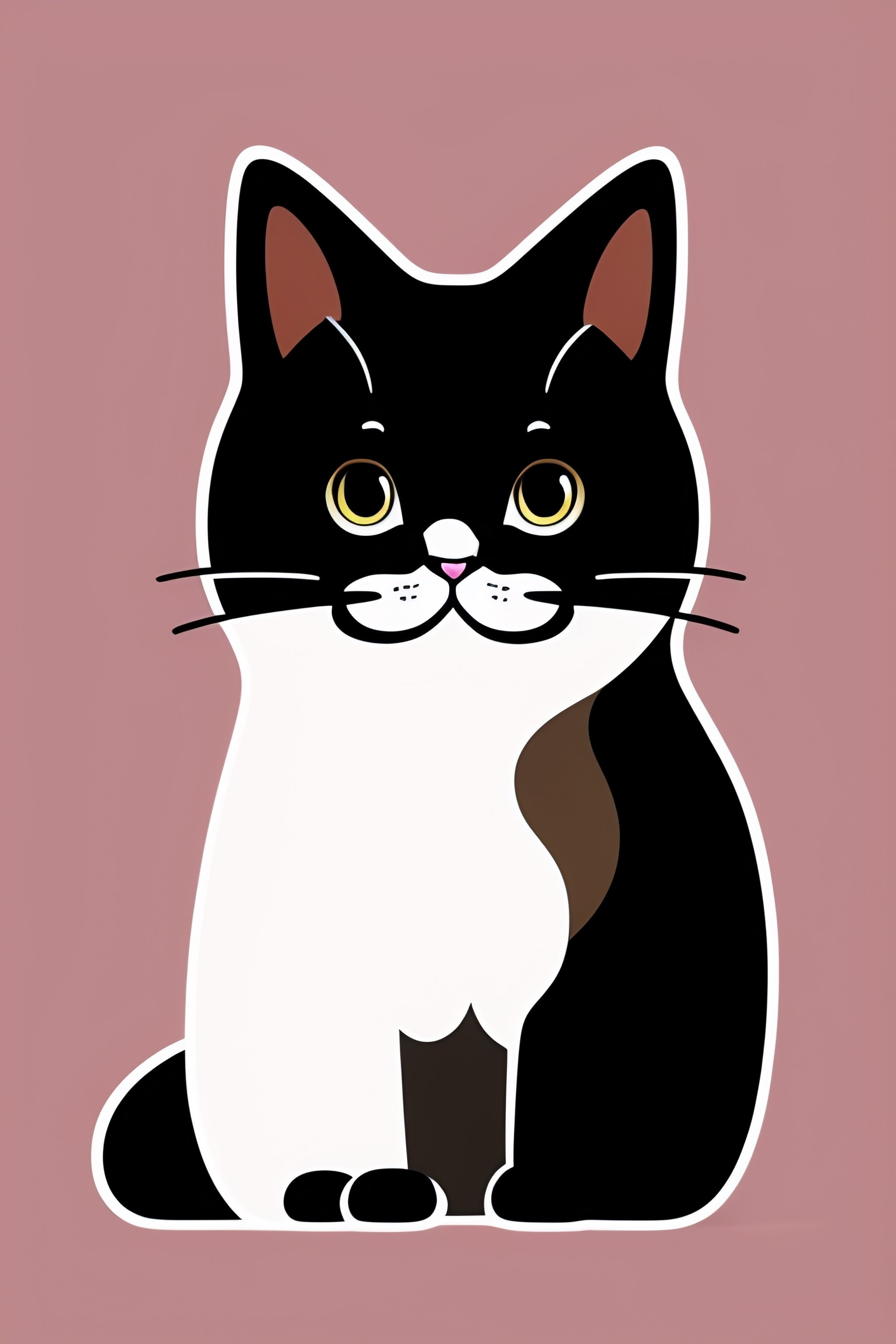 Lexica Cute cat , flat design, illustration, black and white,