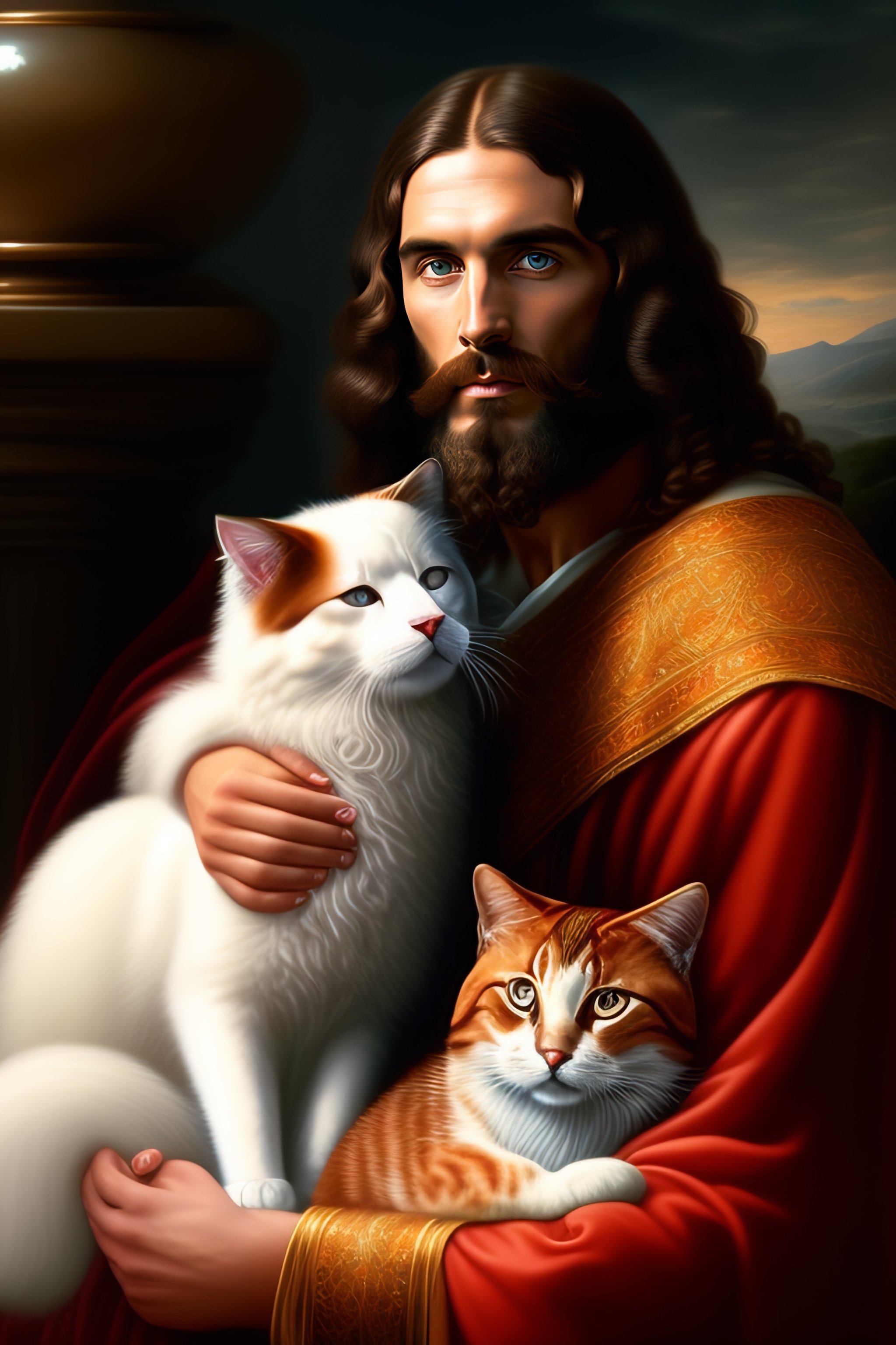 Lexica - Jesus with all cats and dogs