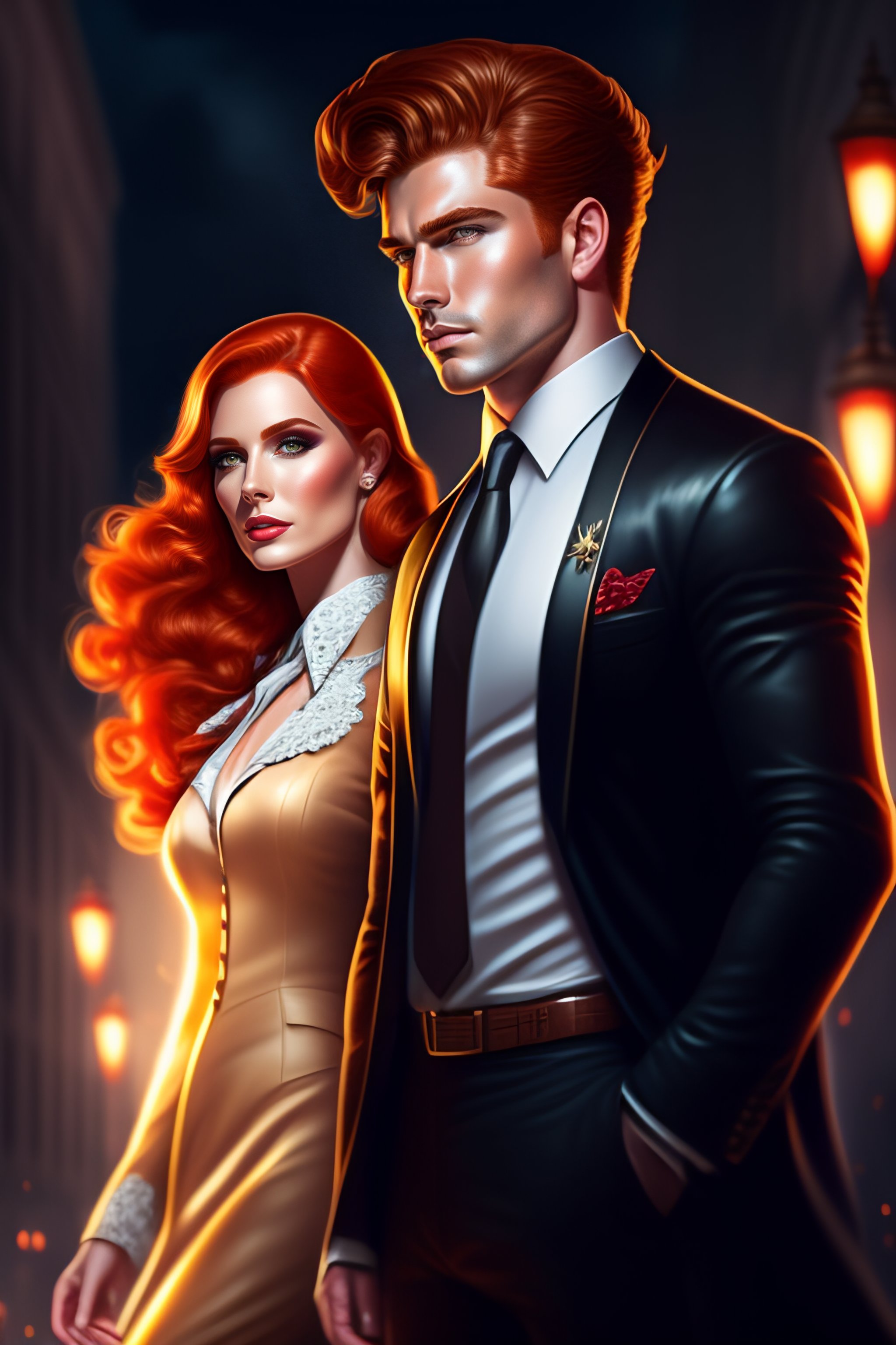 Lexica - Brunette male detective Infront, noir style, behind ginger ...