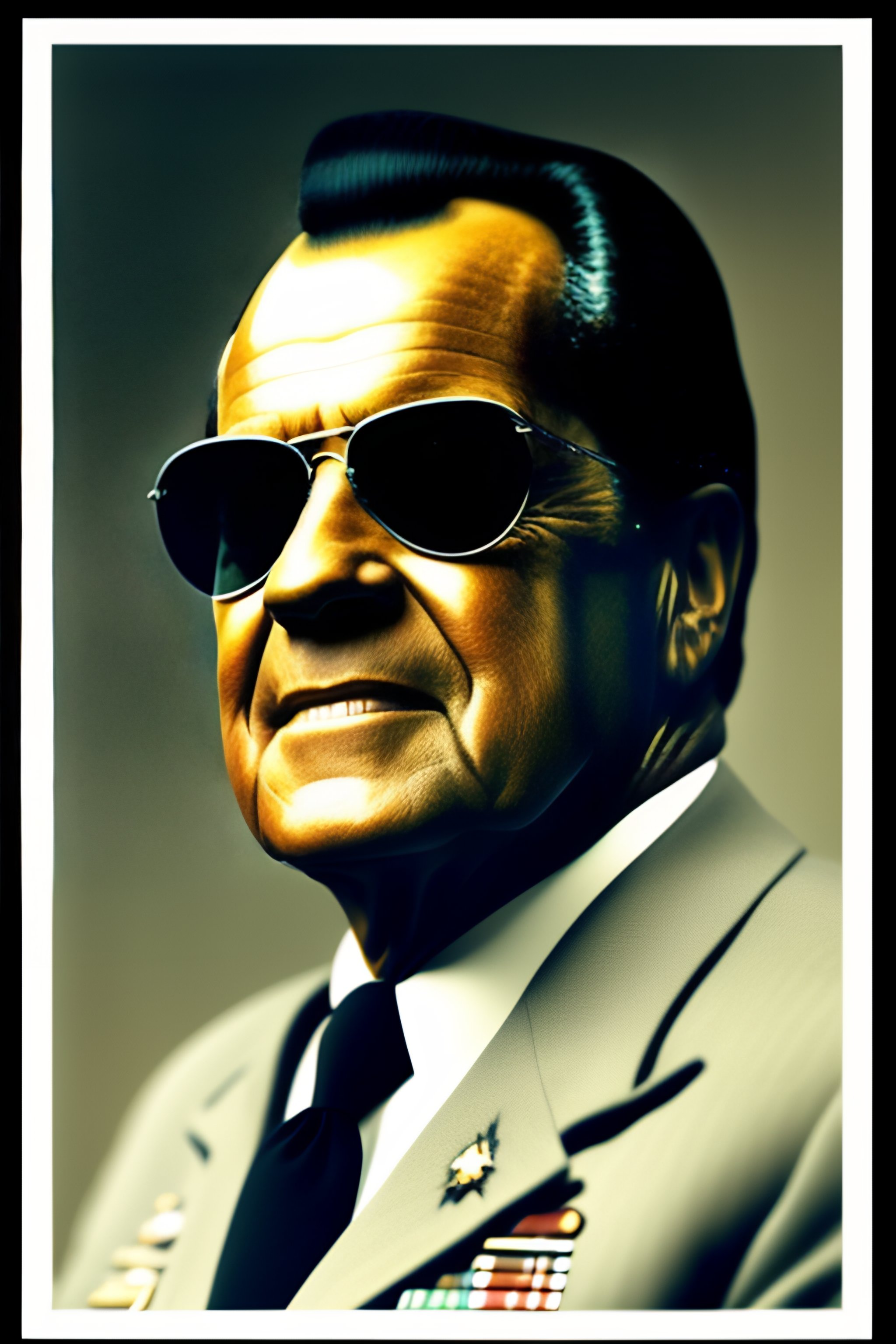 Lexica - Portrait Of Richard Nixon Wearing Aviators And A US Army ...