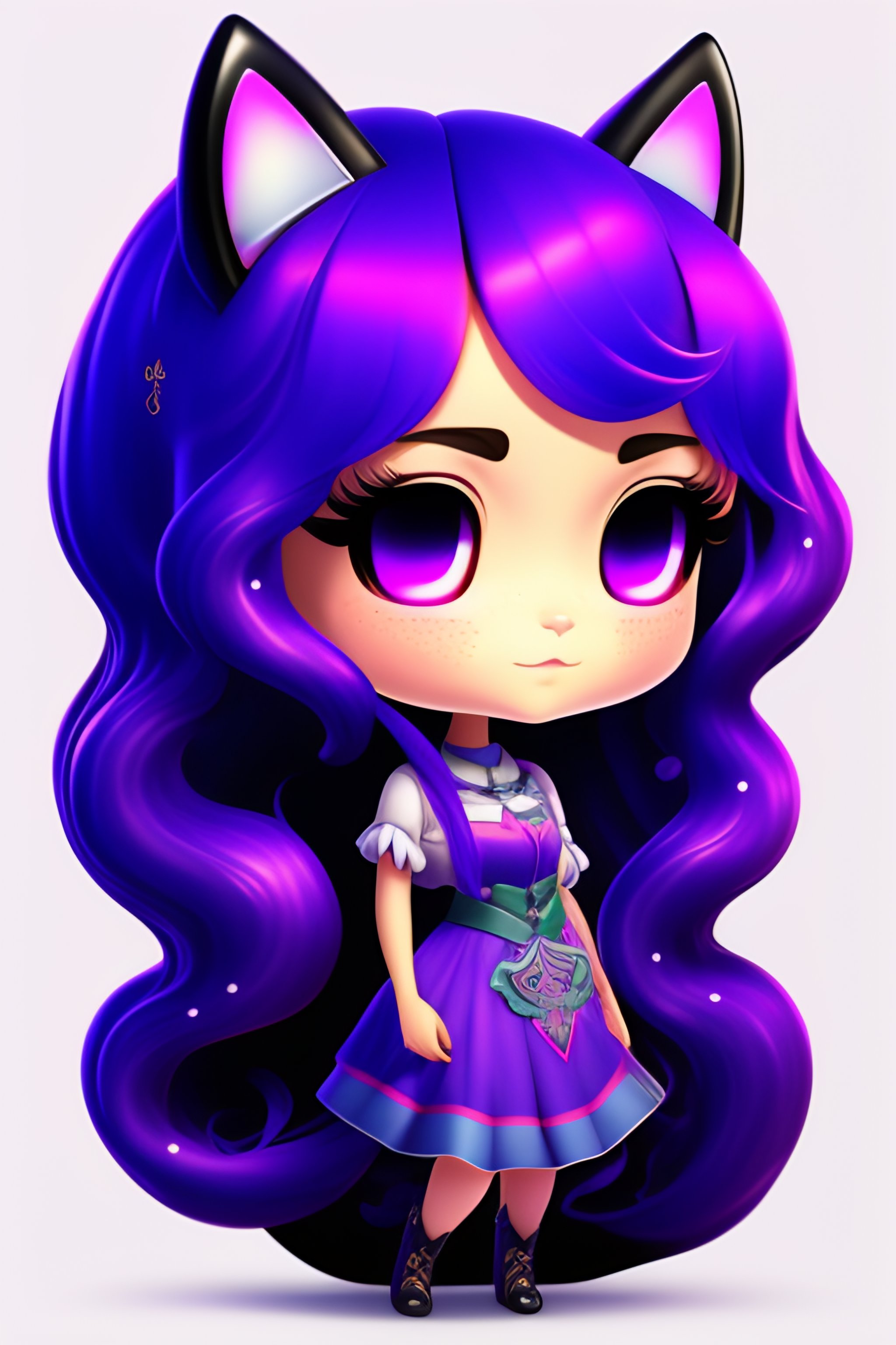 anime girl with purple hair and cat ears