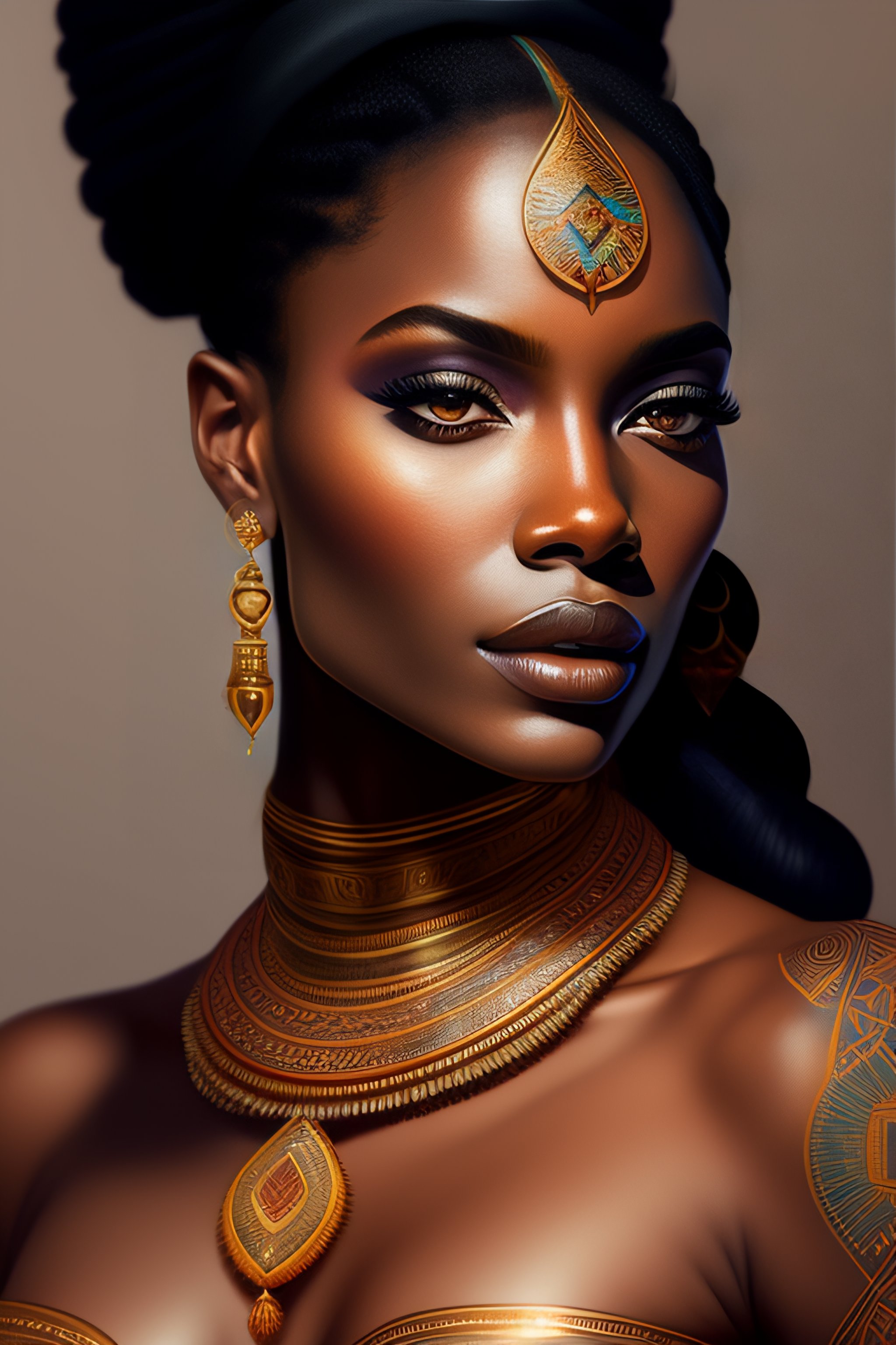 Lexica - Symmetrical body portrait of beautiful nubian tribal tattooed ...
