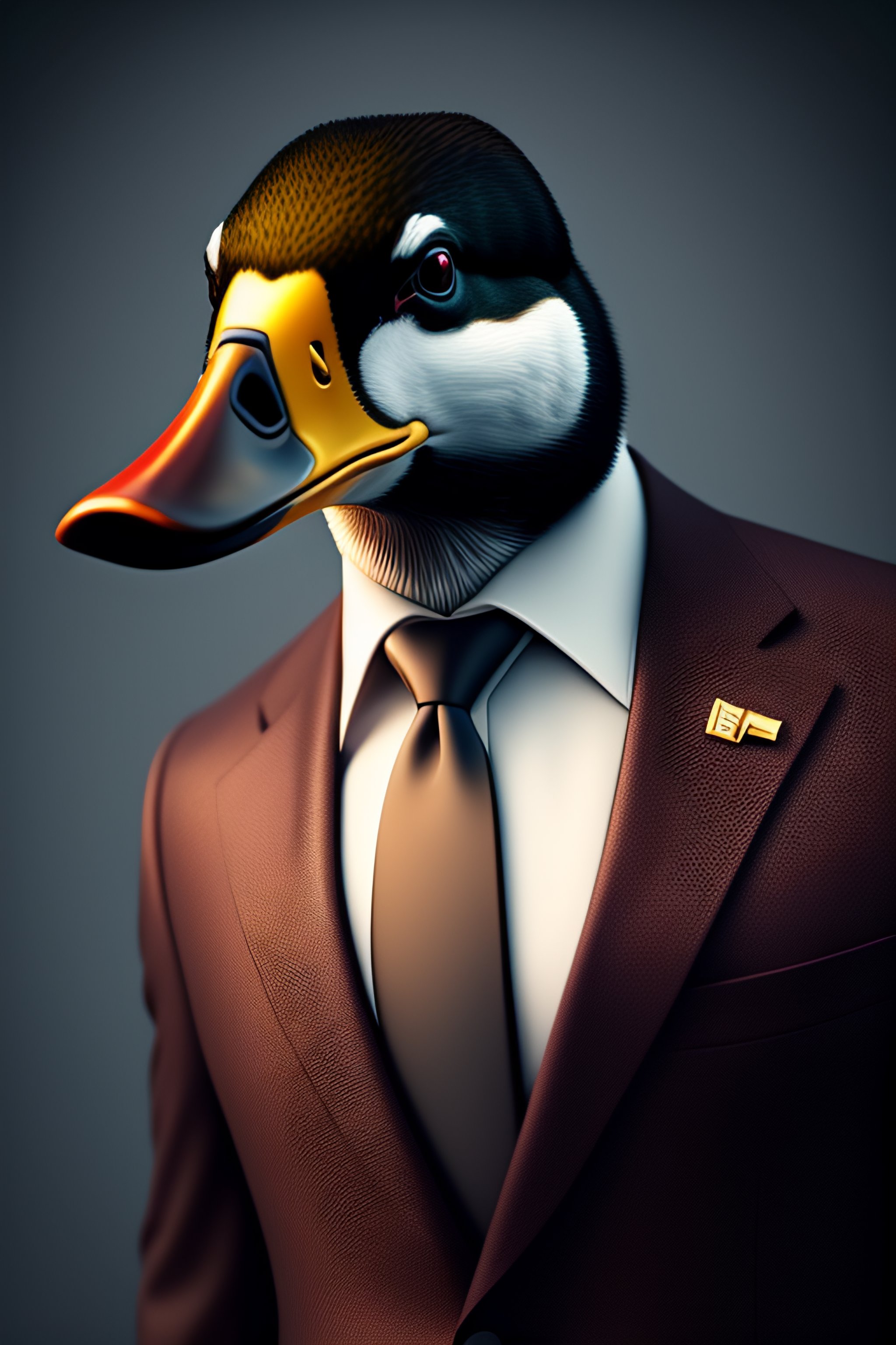 Lexica a duck in a suit and tie hd 8k realistic cartoon texture