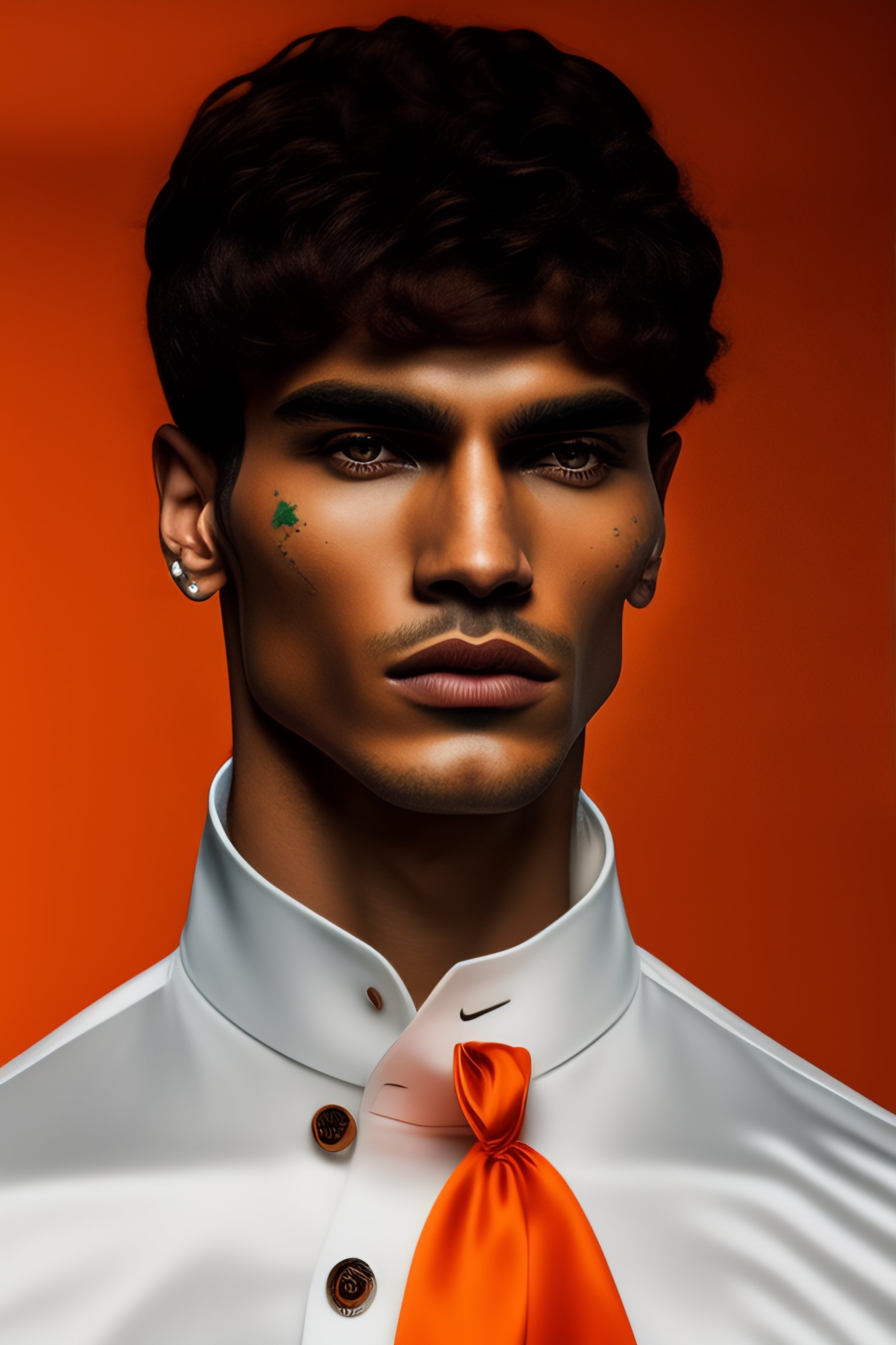 Lexica - Bebé catire, blanco, ojos oscuros, camisa naranja, mono blanco ...