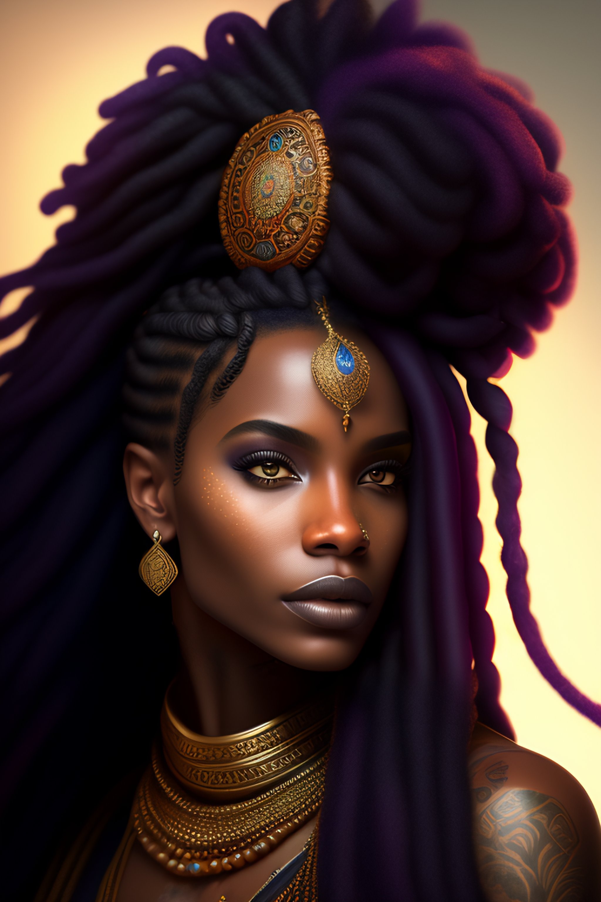 Lexica - Stunningly beautiful black woman, dreadlocks, rapunzel long ...