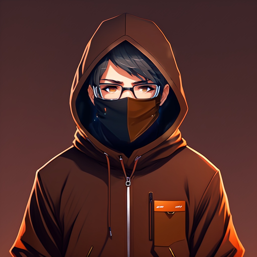 Lexica - Anime guy in black hoodie, wearing mask, indian, coder, brown ...