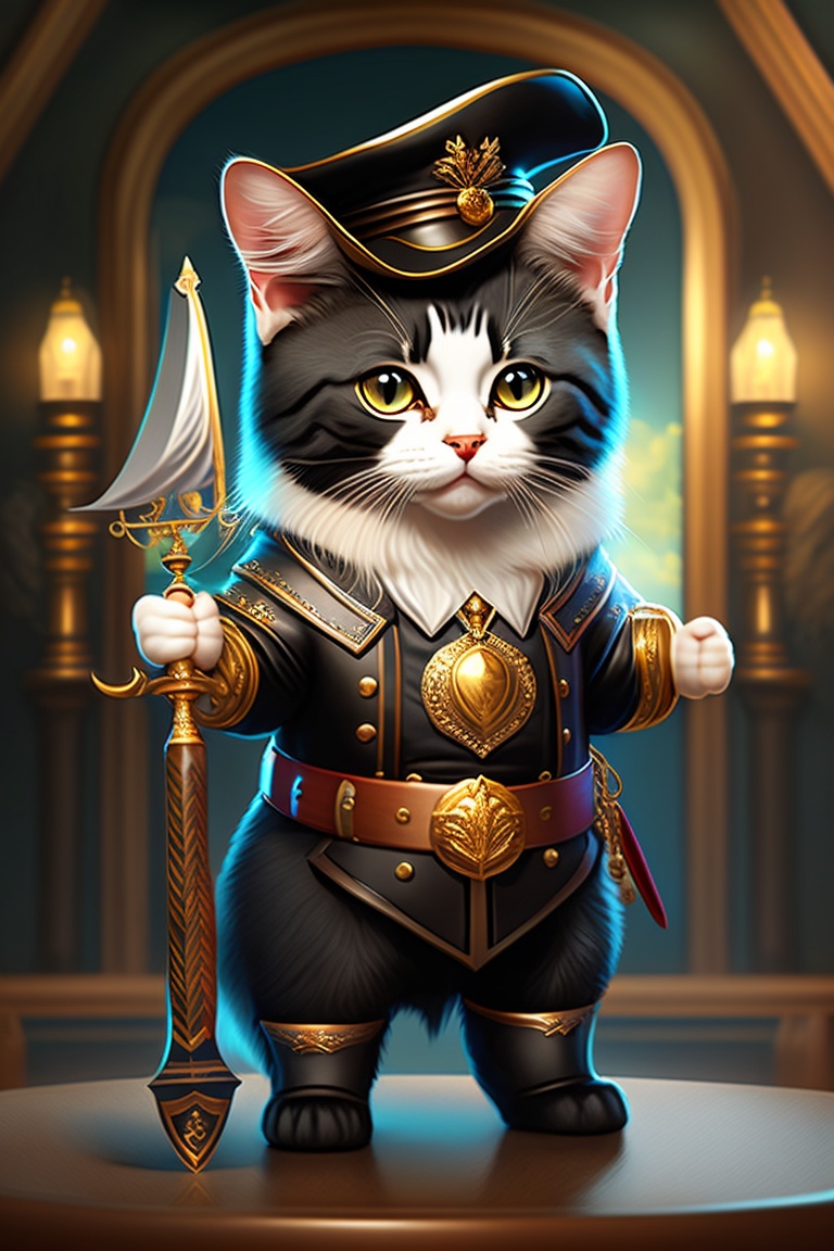 Lexica - Pirate kitty, Realistic black and white cat as the capitan of ...