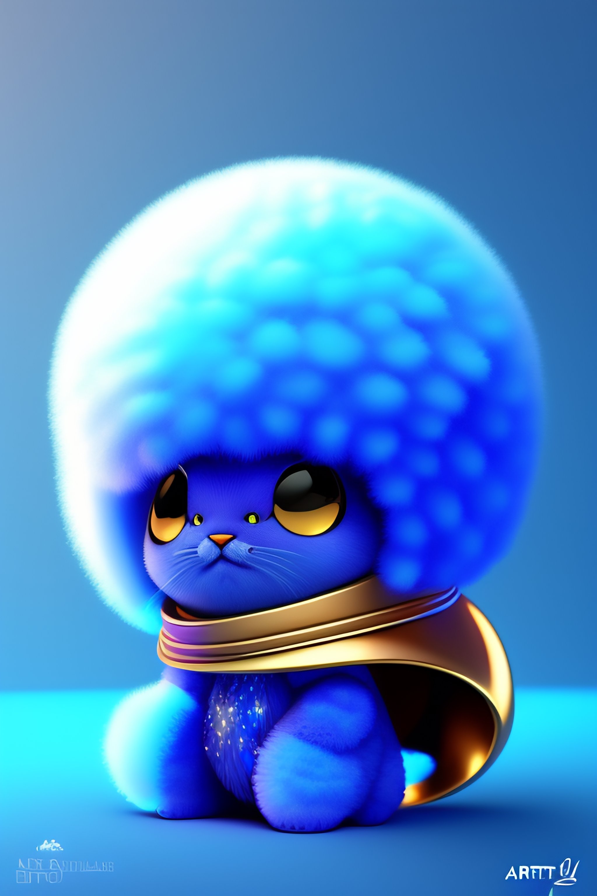 Lexica - CUTE AND ADORABLE CARTOON FLUFFY BLUE NINJA, SPACE 