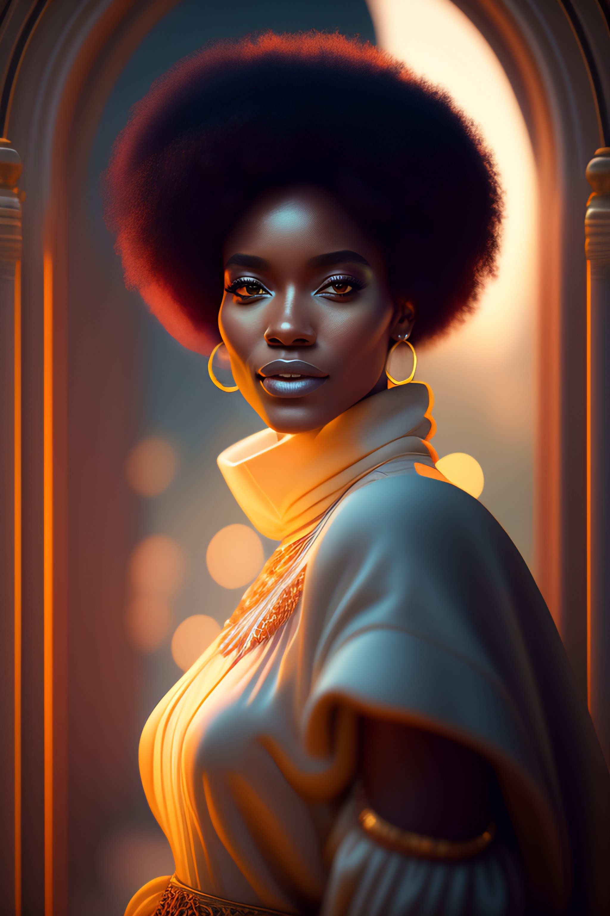 Lexica - Portrait of black woman having a spiritual awakening, smiling ...