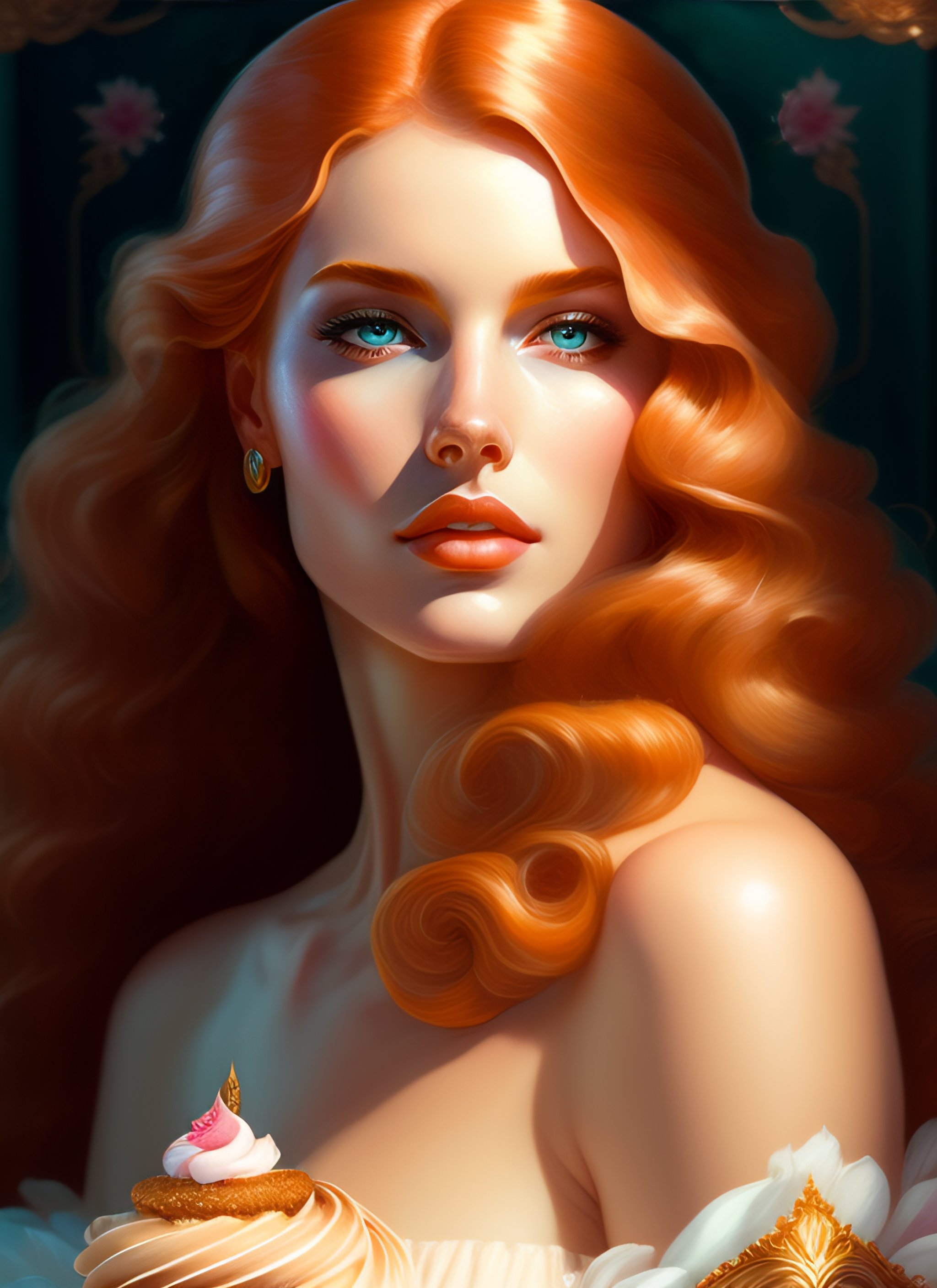 Lexica Portrait of goddess eating ice cream, art deco portrait