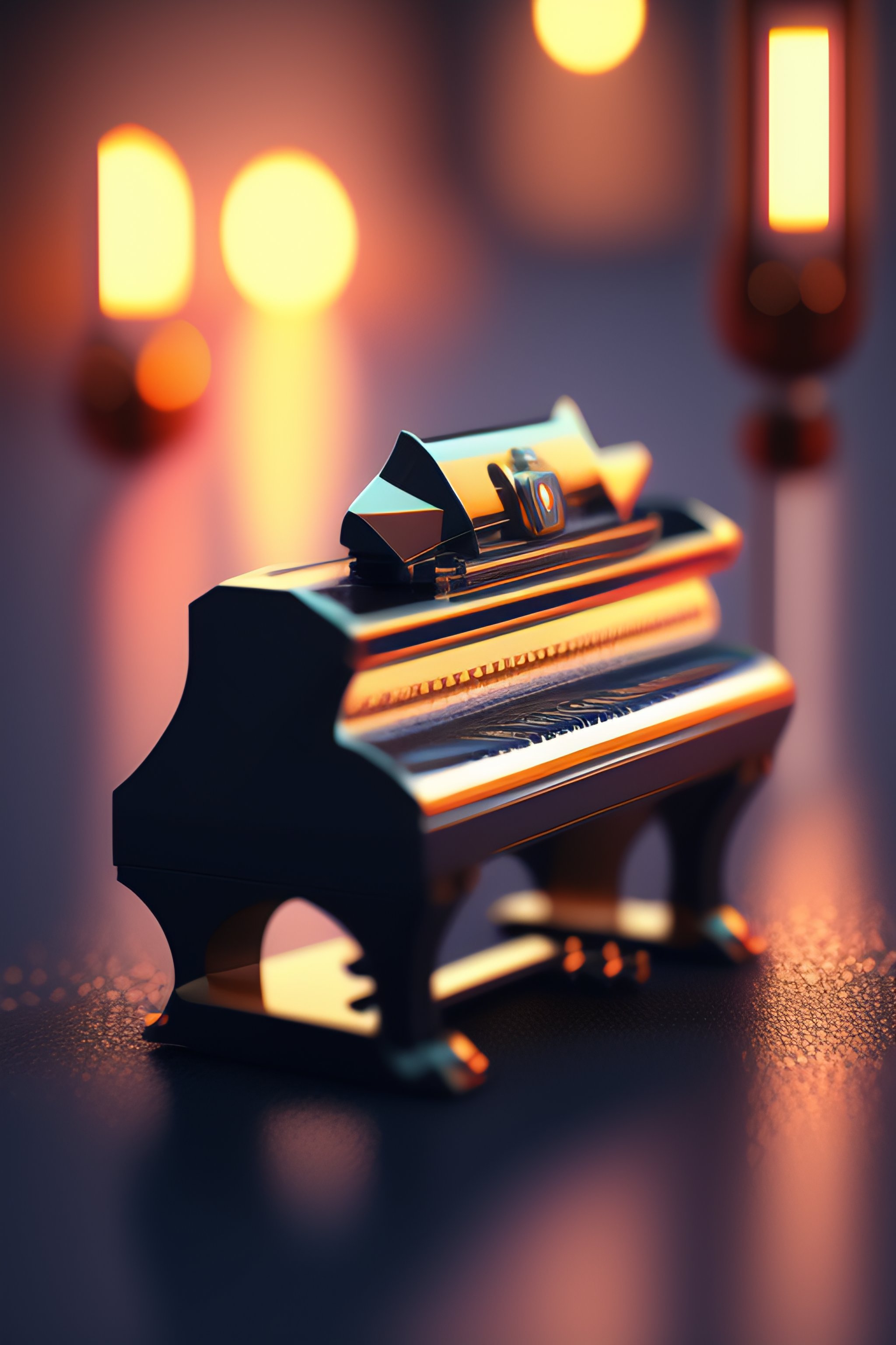 Lexica - Poly music piano keyboard, 3d isometric rendering