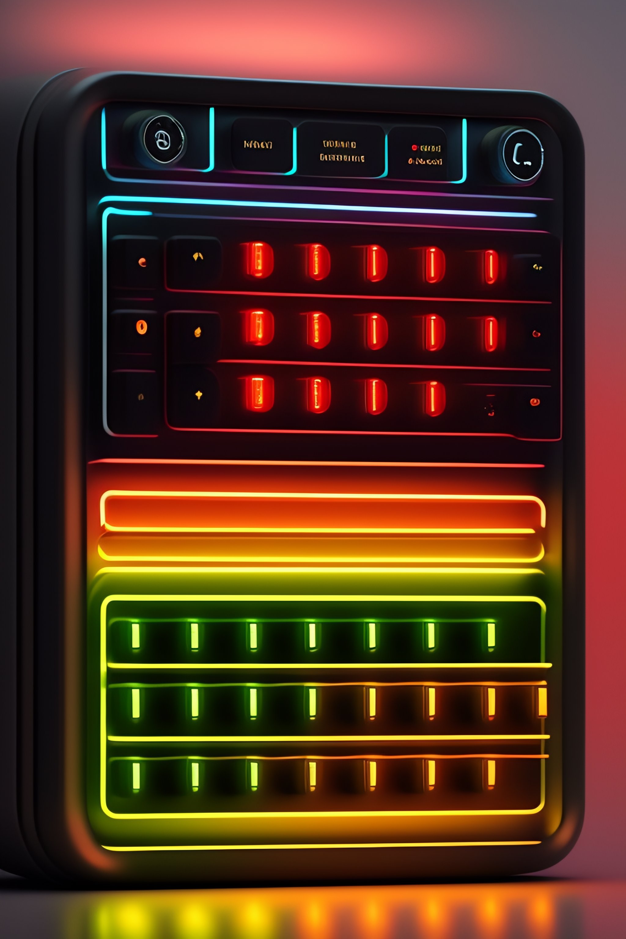 Lexica - A retro style control panel of glowing switches, dials, lights ...