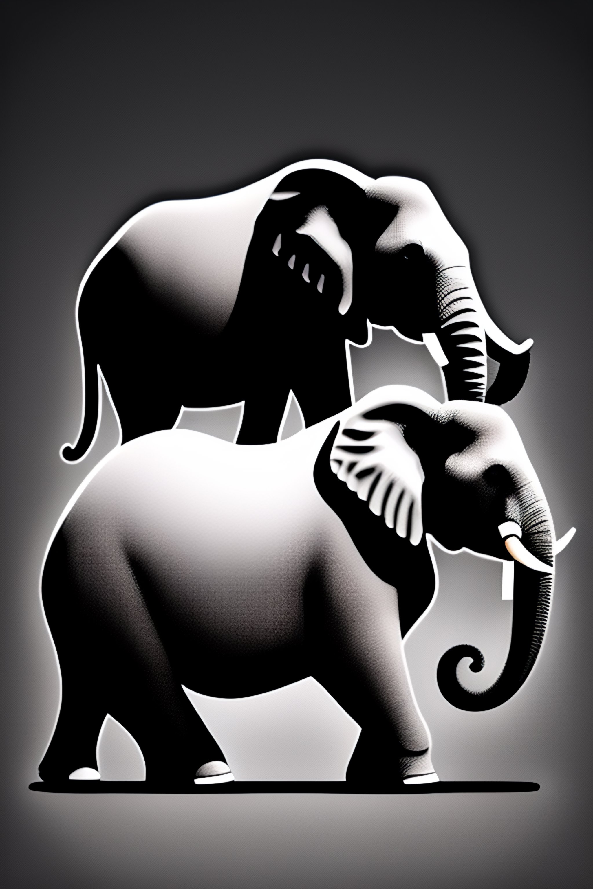 Lexica Black and white clip art logo icon of woman riding elephant