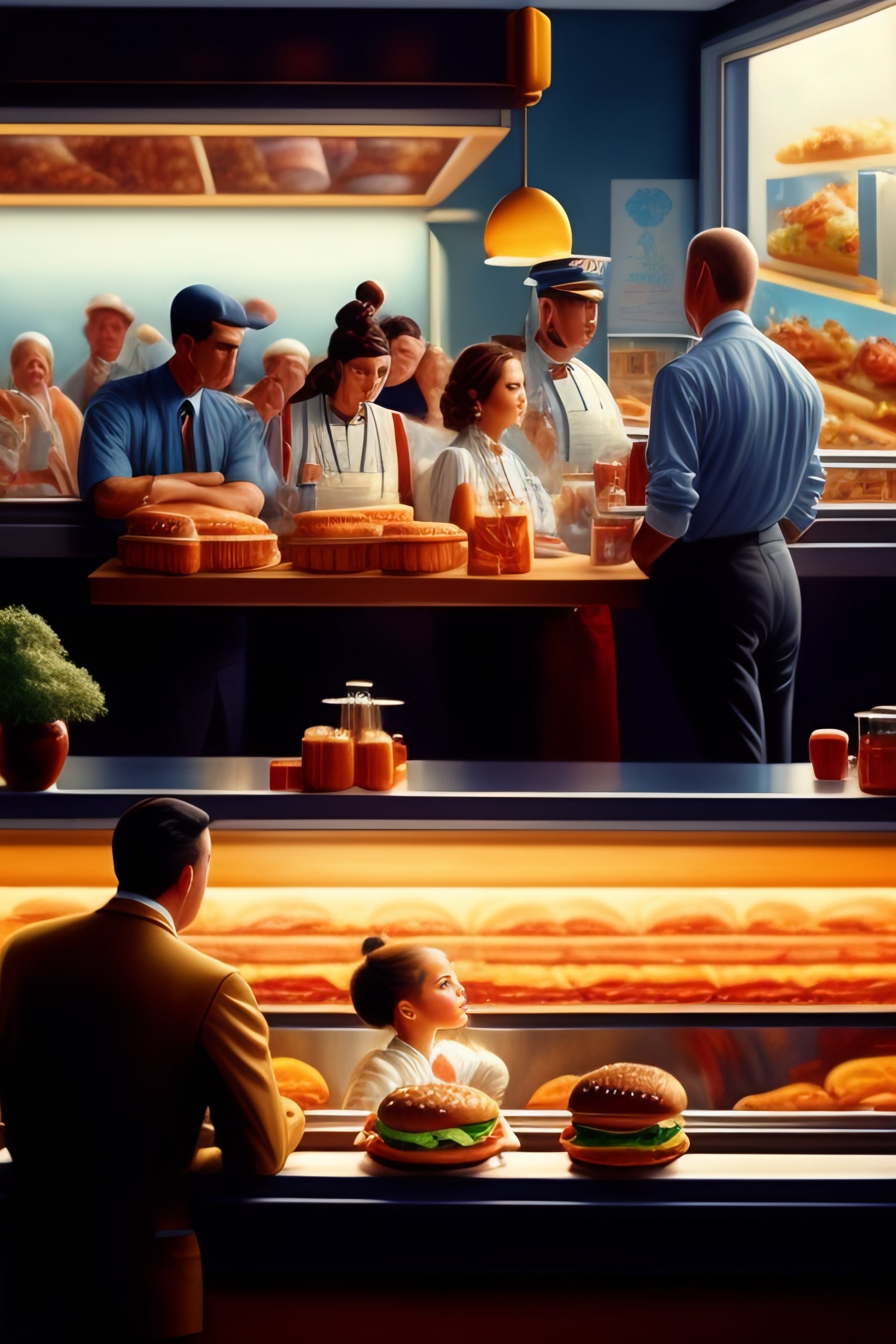 Lexica - A realistic view inside of a fast food restaurant, with ...