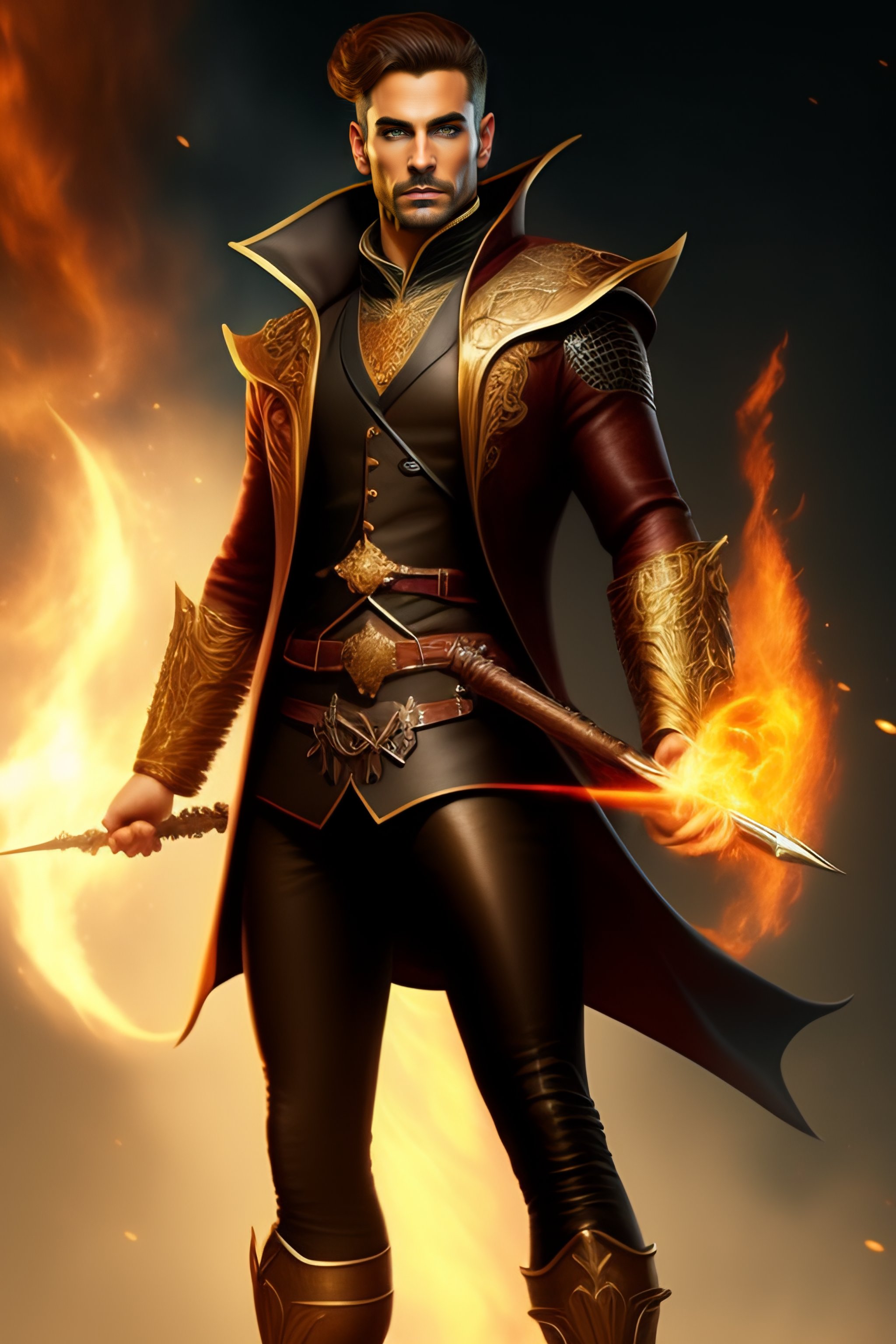 Lexica - Full body portrait of a male half-elf lightning sorcerer with ...