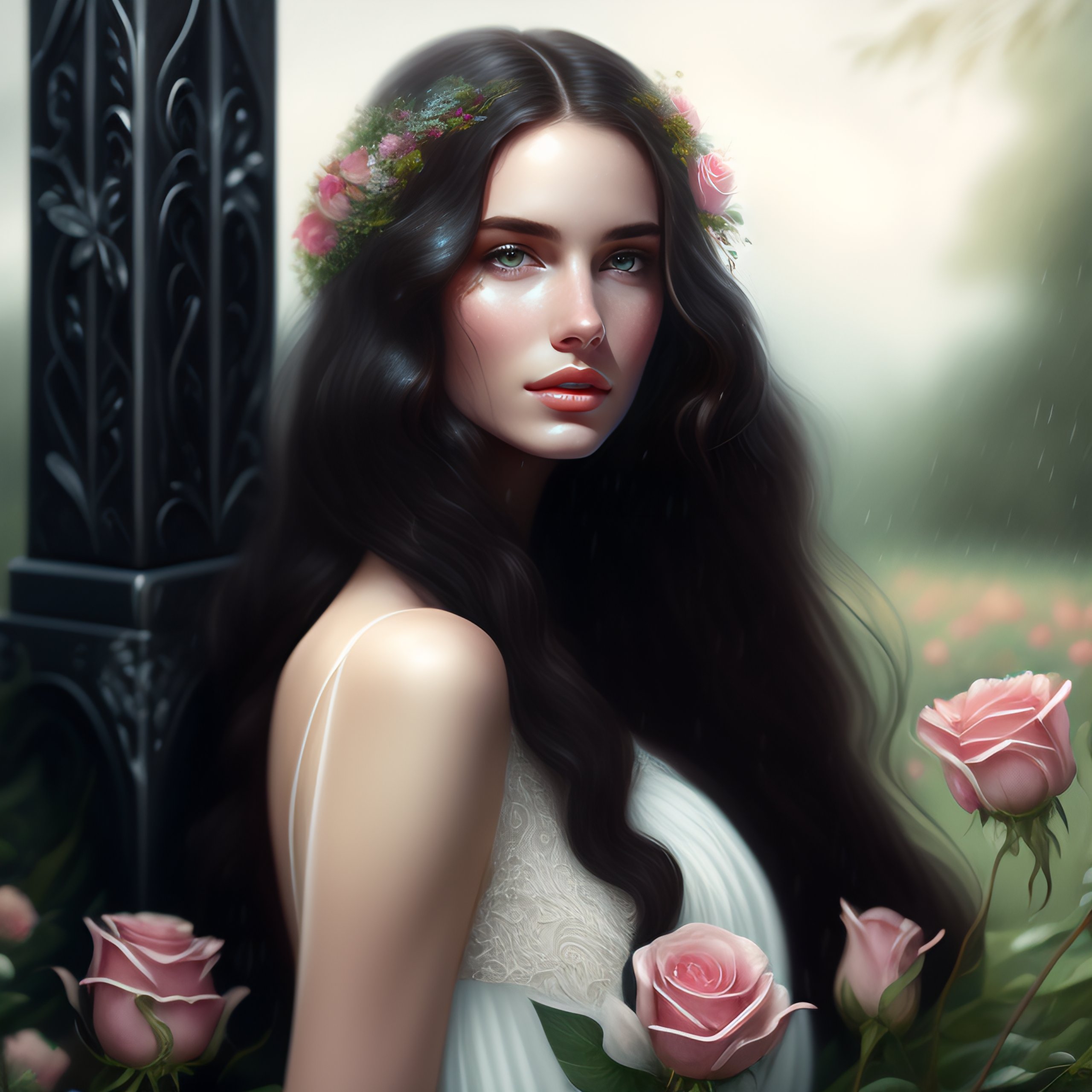 Lexica - Beautiful detailed portrait of a young woman with long dark ...