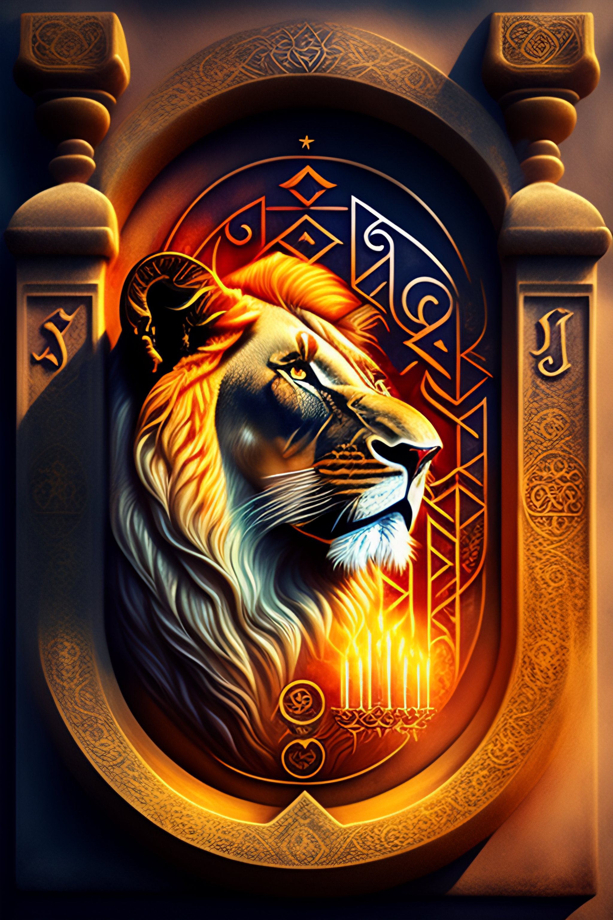 Lexica - Inscription stàmina sound inside lion , fire , runes , magical ...