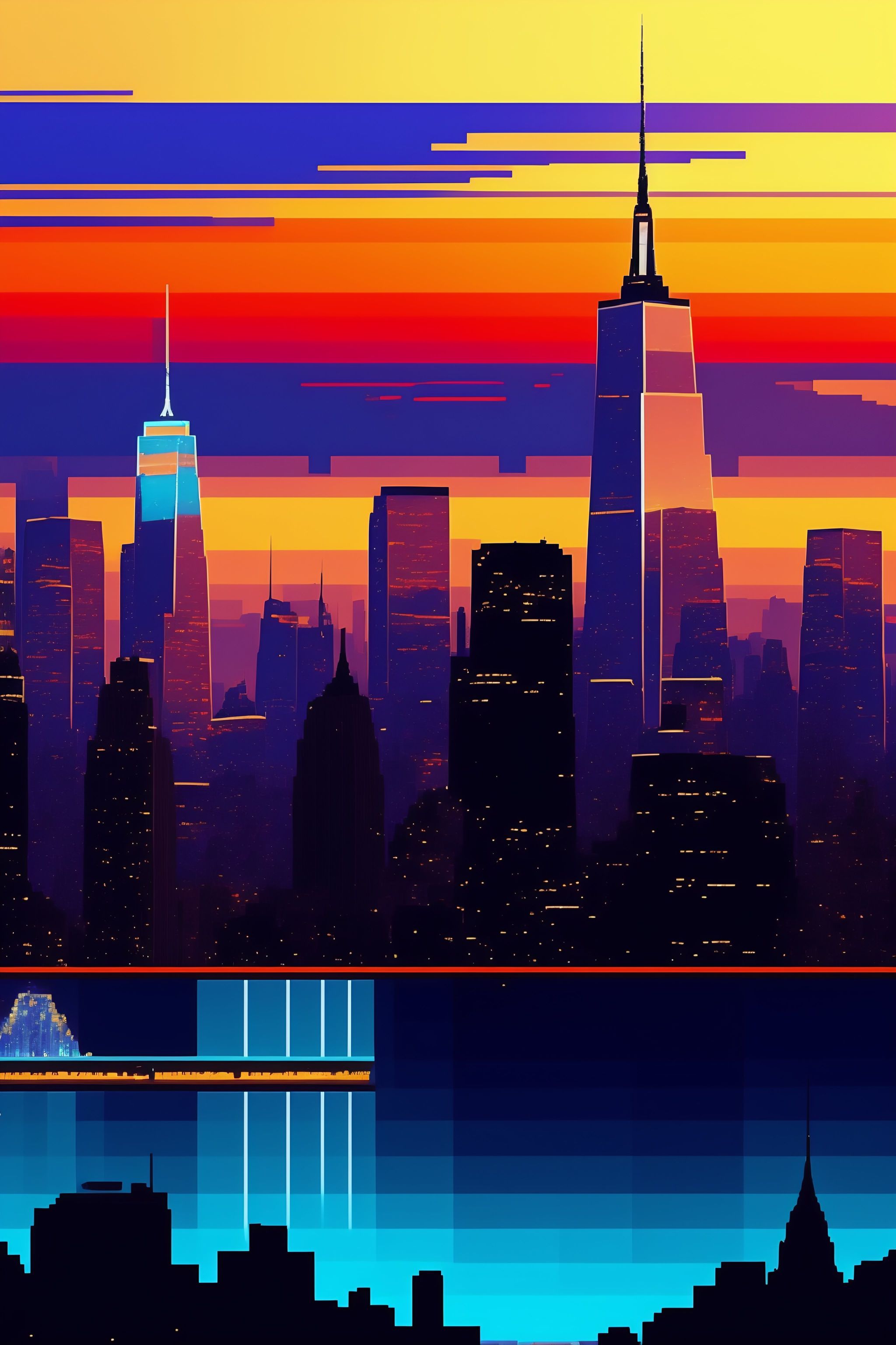 pixel art skyline