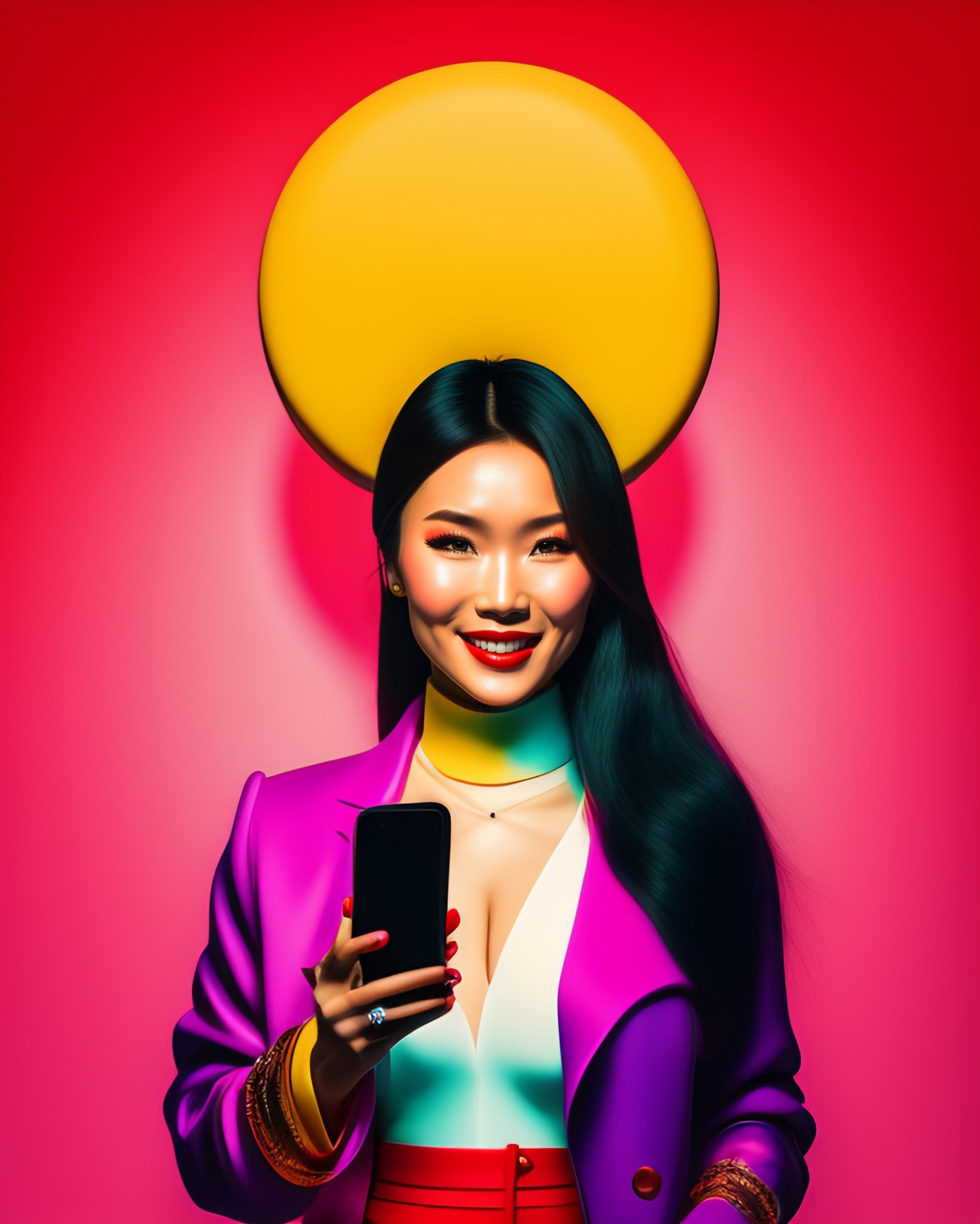 Lexica - Kazakh happy sexy woman holding smartphone, Kazakh happy sexy man  holding smartphone, smiling, white background, Pop Art, perfect lighting,  ...