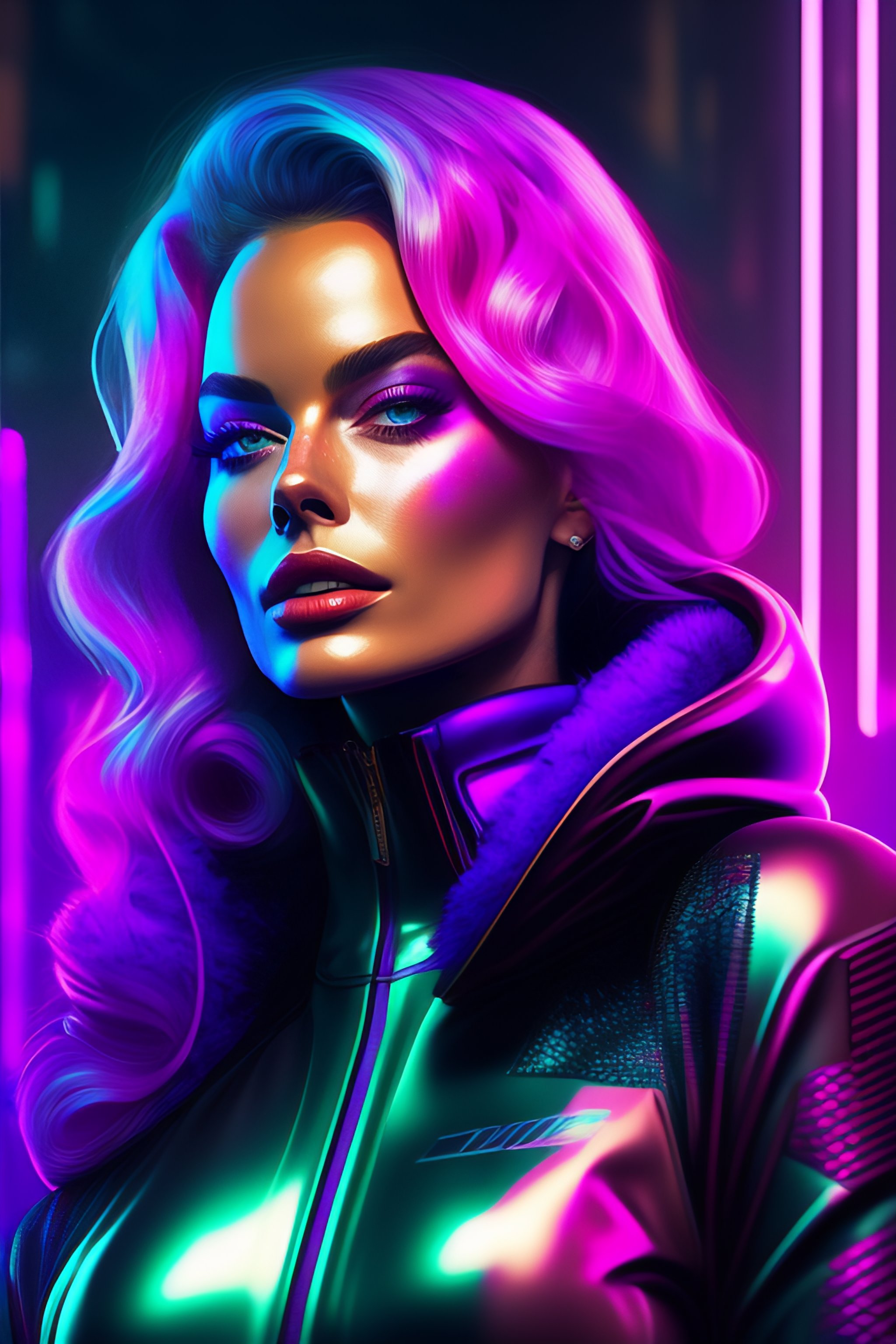 Lexica - Margot robbie, detailed full body portrait Neon Operator Girl ...